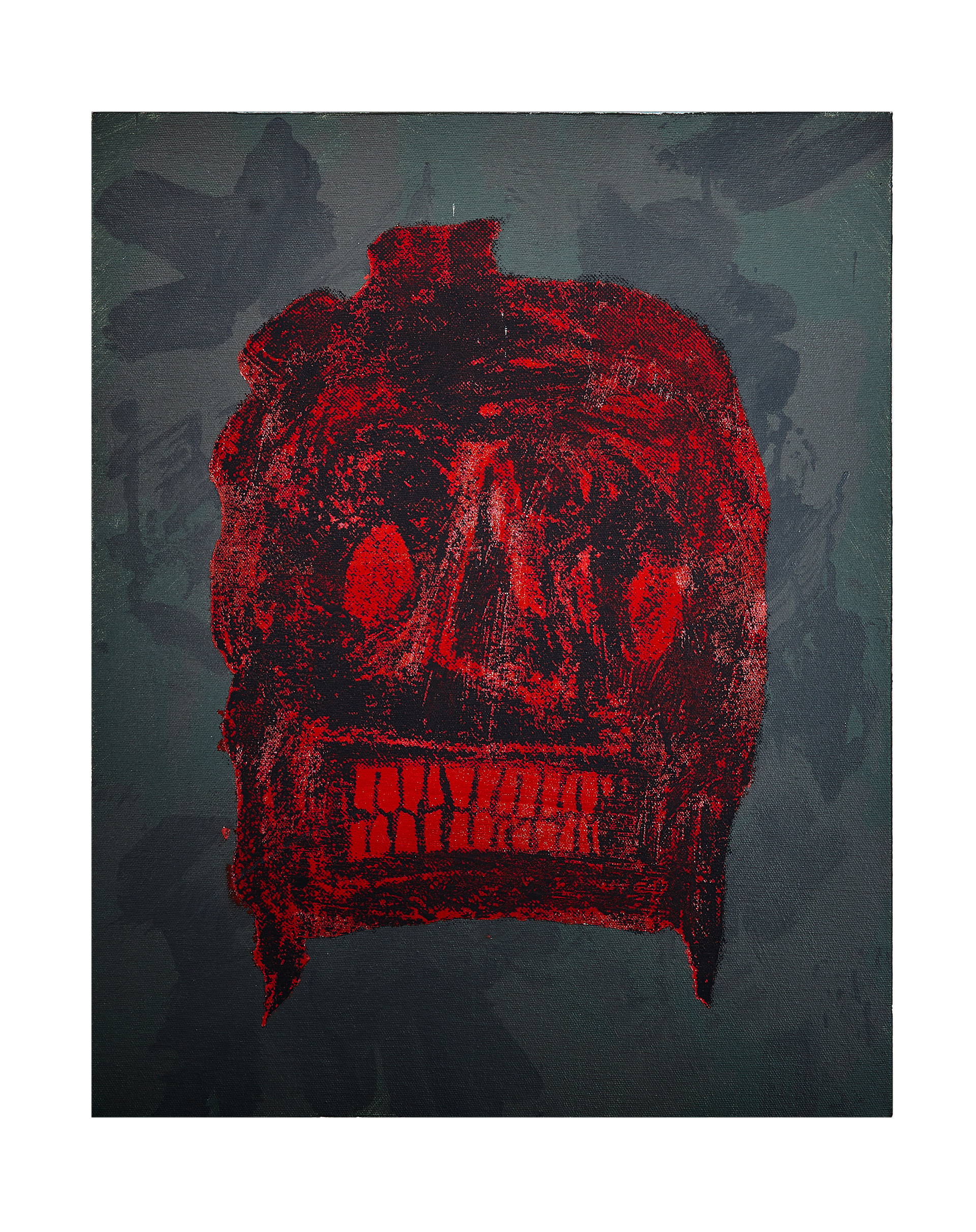 Tschäggättä 3, Acryl und Siebdruck auf Leinwand, 50 x 39.5 cm, 2021