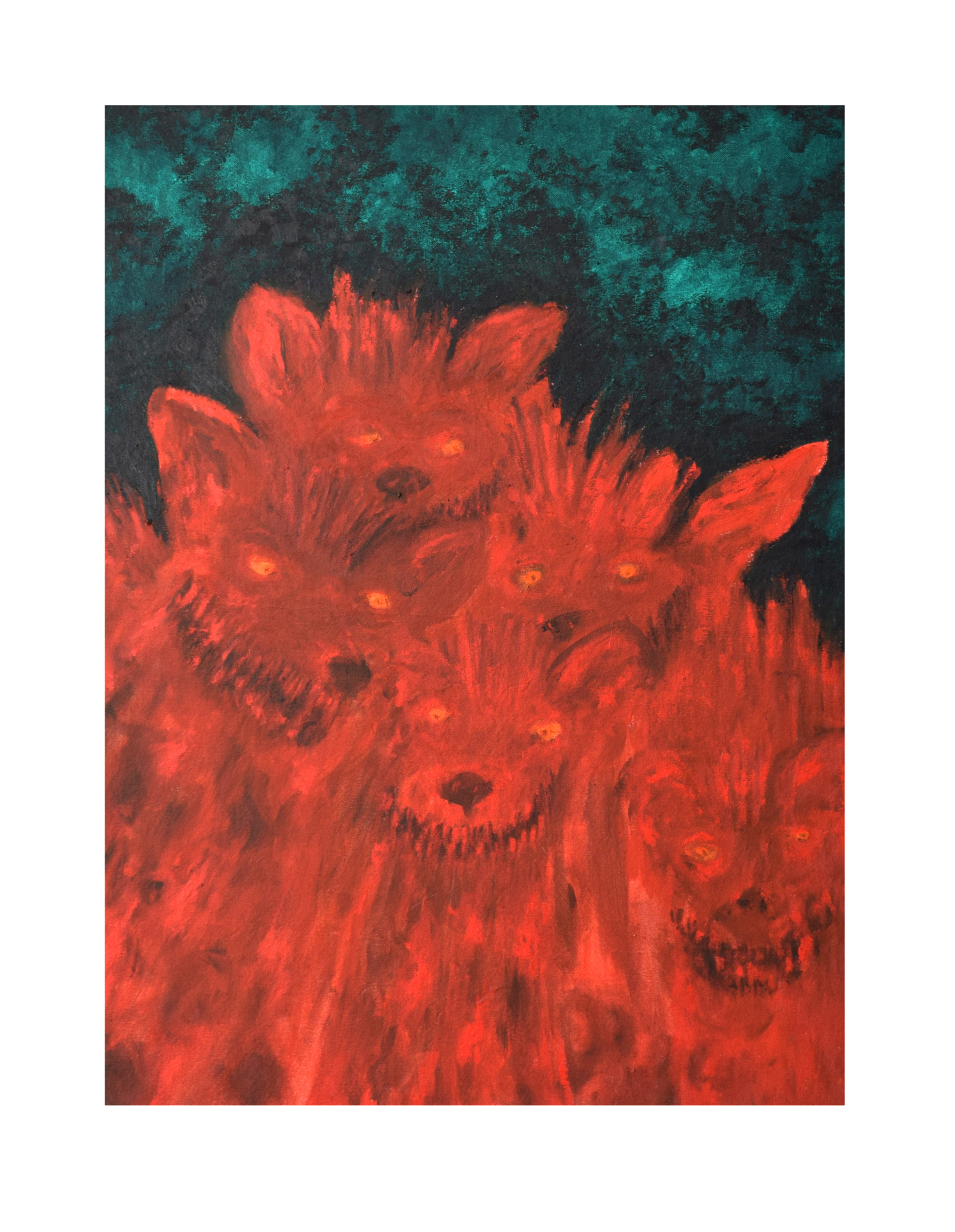Hyänen, Öl auf Leinwand, 80 x 59 cm, 2023