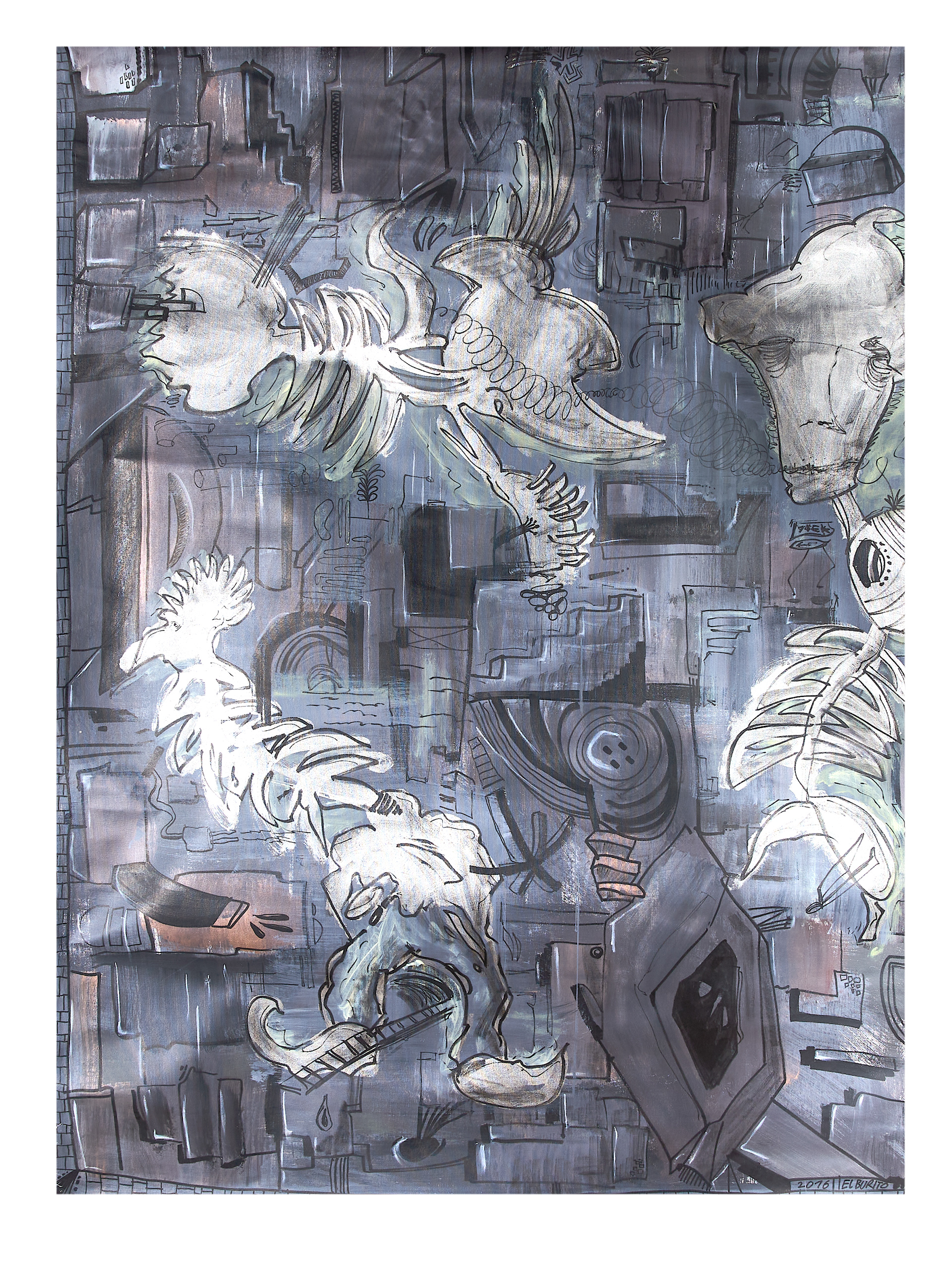 Traum, Acryl und Lack auf Leinwand, 158 x 114 cm, 2017