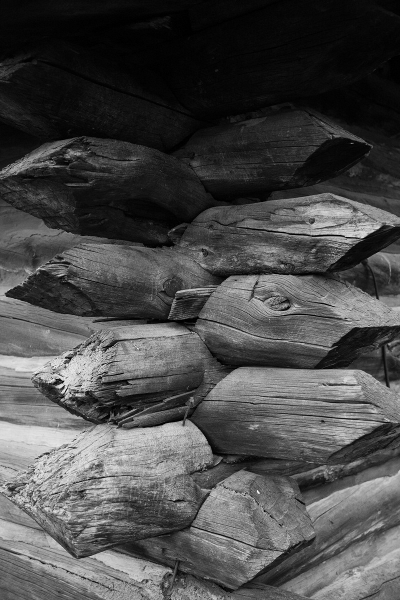 Lincoln Logs - After a short day of hiking I set up camp near this cabin in a campground, which provided a cool "artificial" photo opportunity.