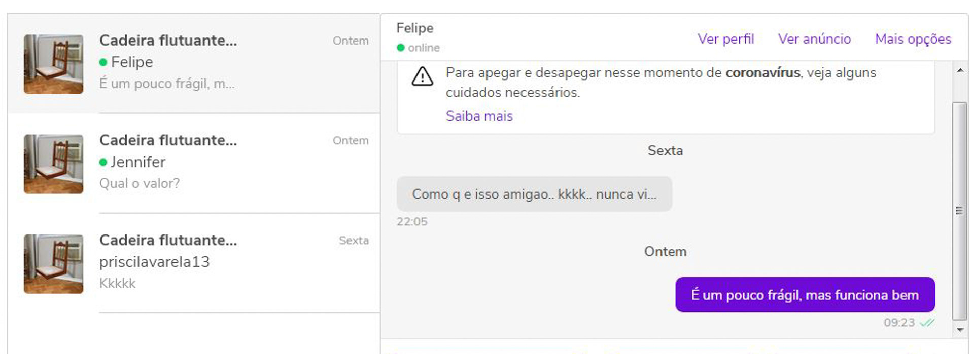 Chat do anúncio 01