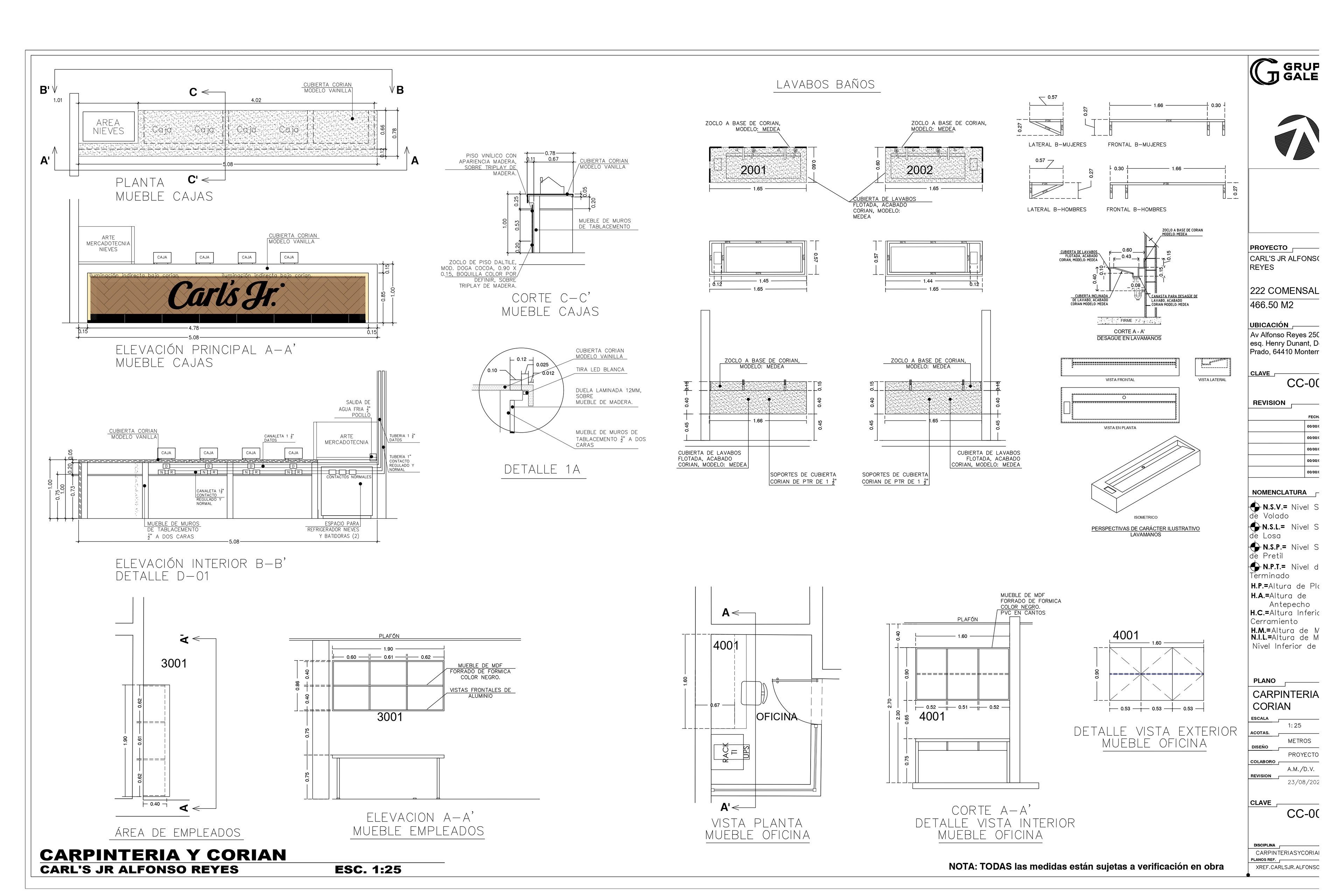 PLANO DE CARPINTERIA Y COREAN
