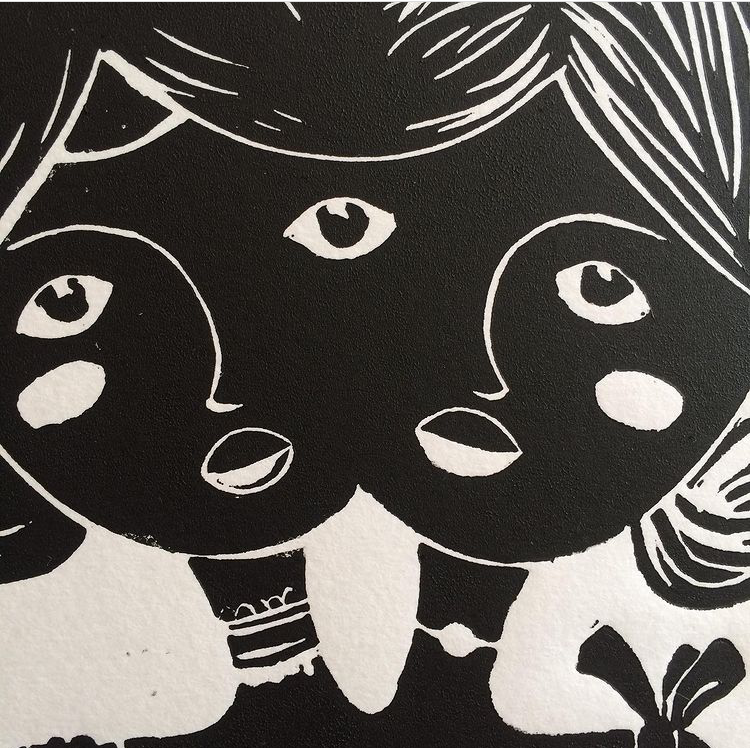 Siamoises - Linogravure
