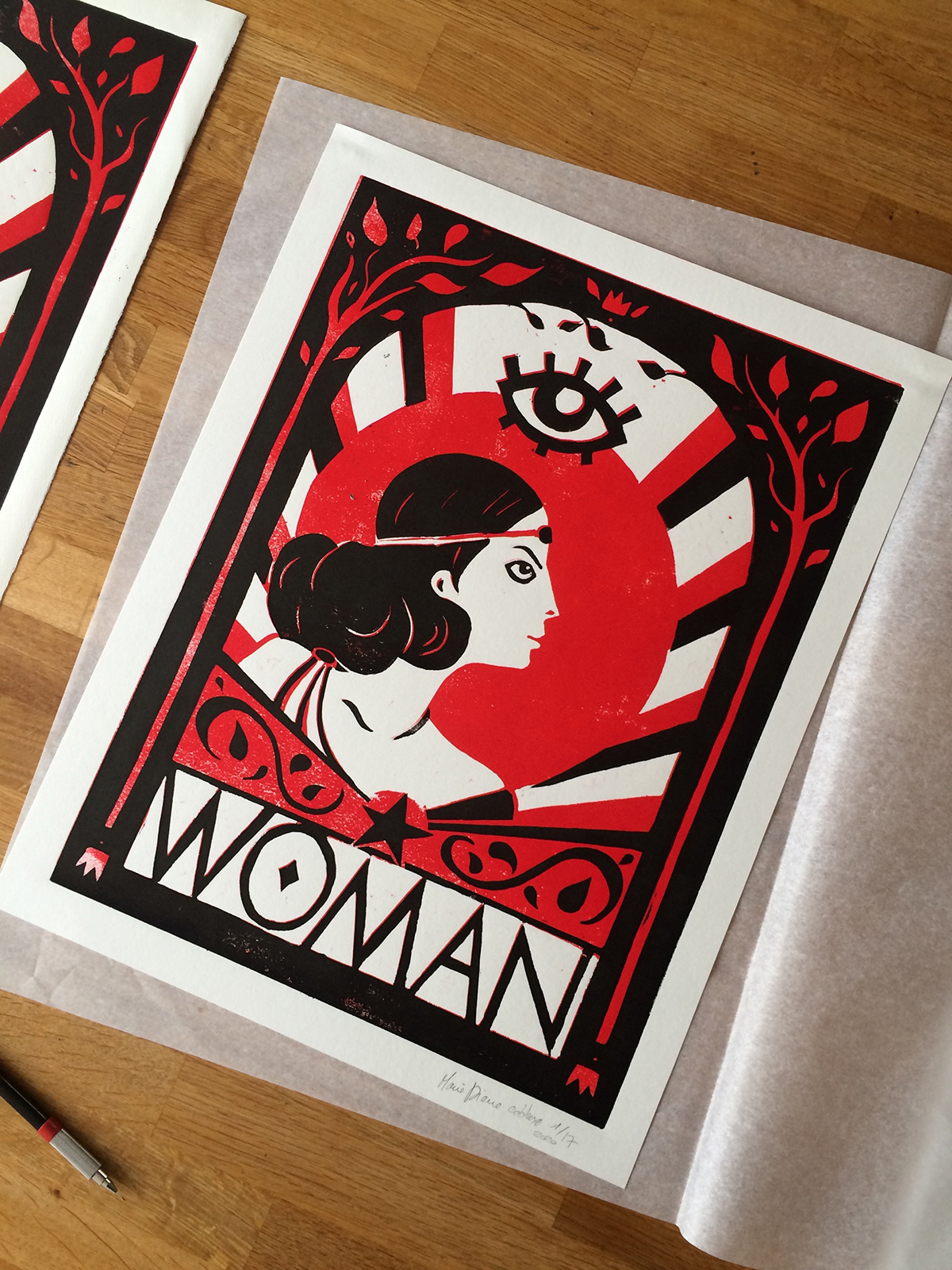 Woman -Linogravure