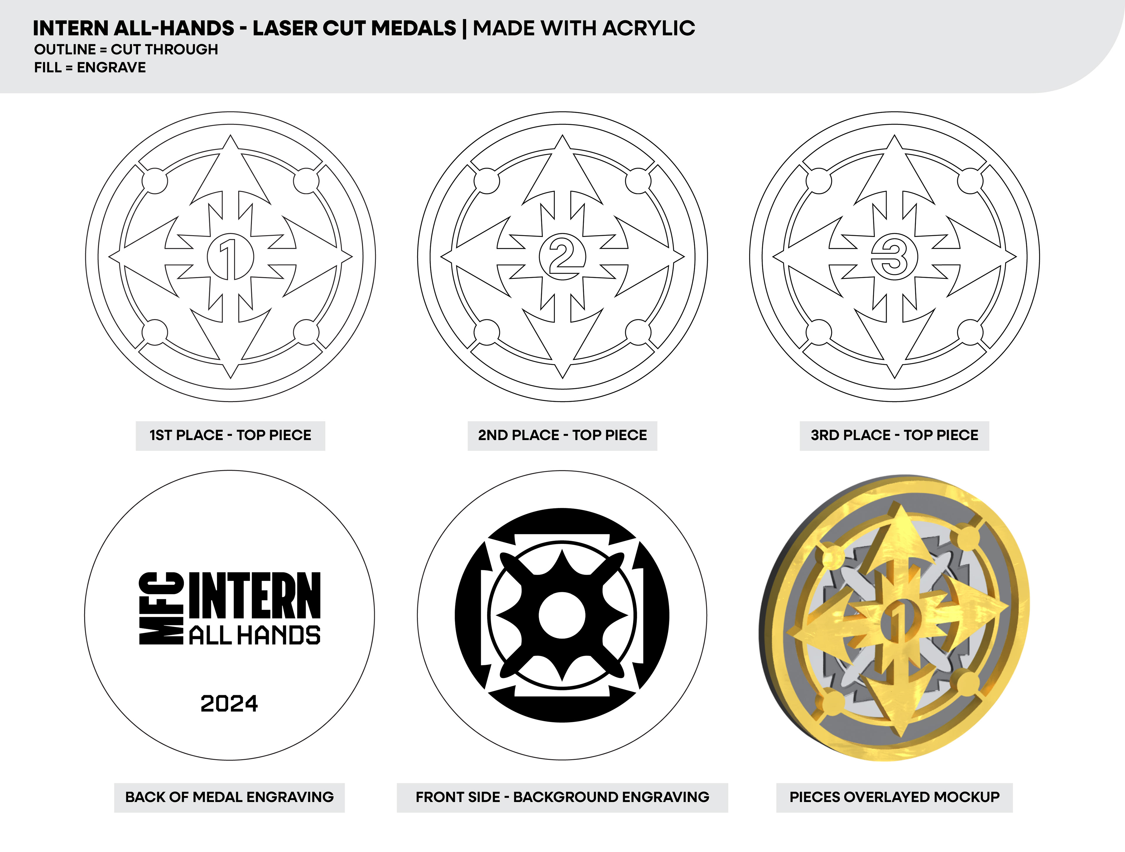 Medal Engrave/Cut lines for laser cutter