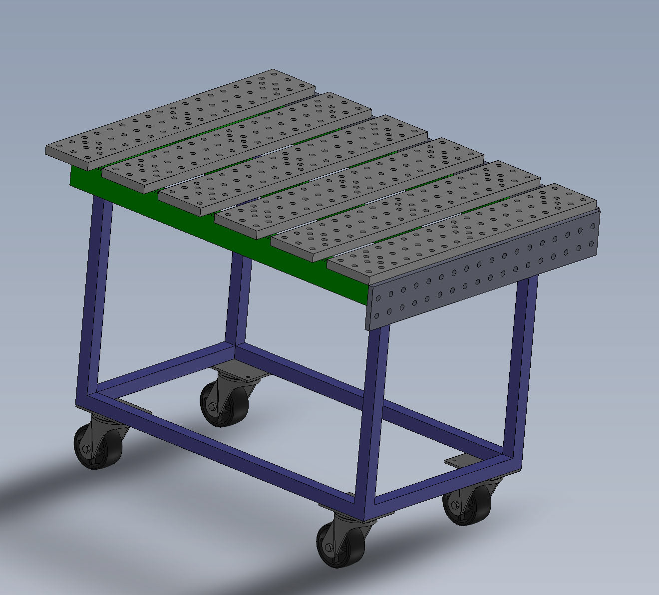This is a design for welding tables I was going to make, however I did not have a good way to drill that many 5/8 inch holes so I ended up purchasing and building a laser cut table kit.