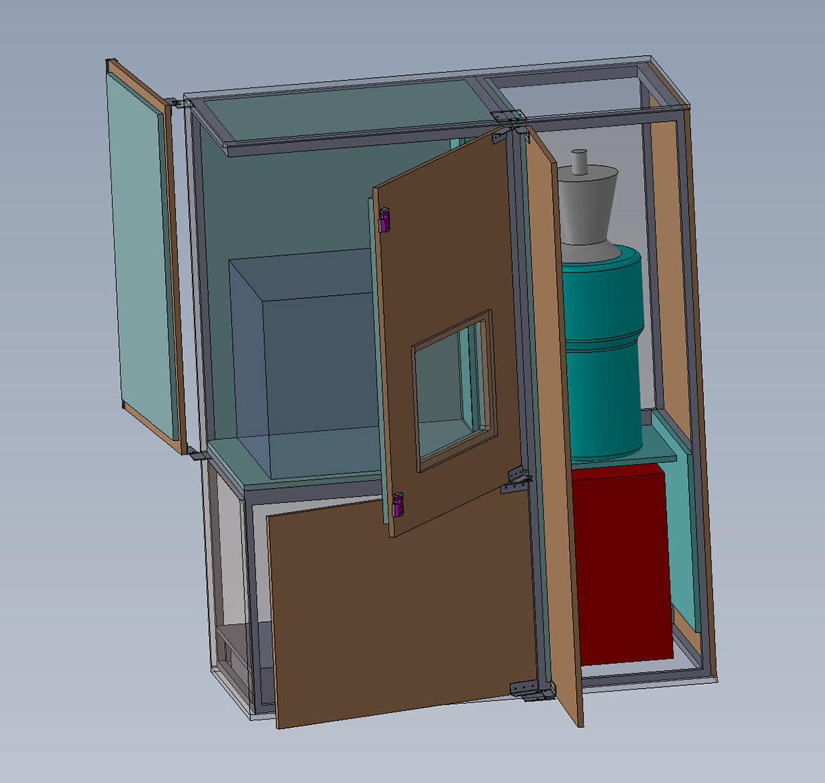 This cabinet is for housing a small CNC router and dust collection system. This design was completely built.