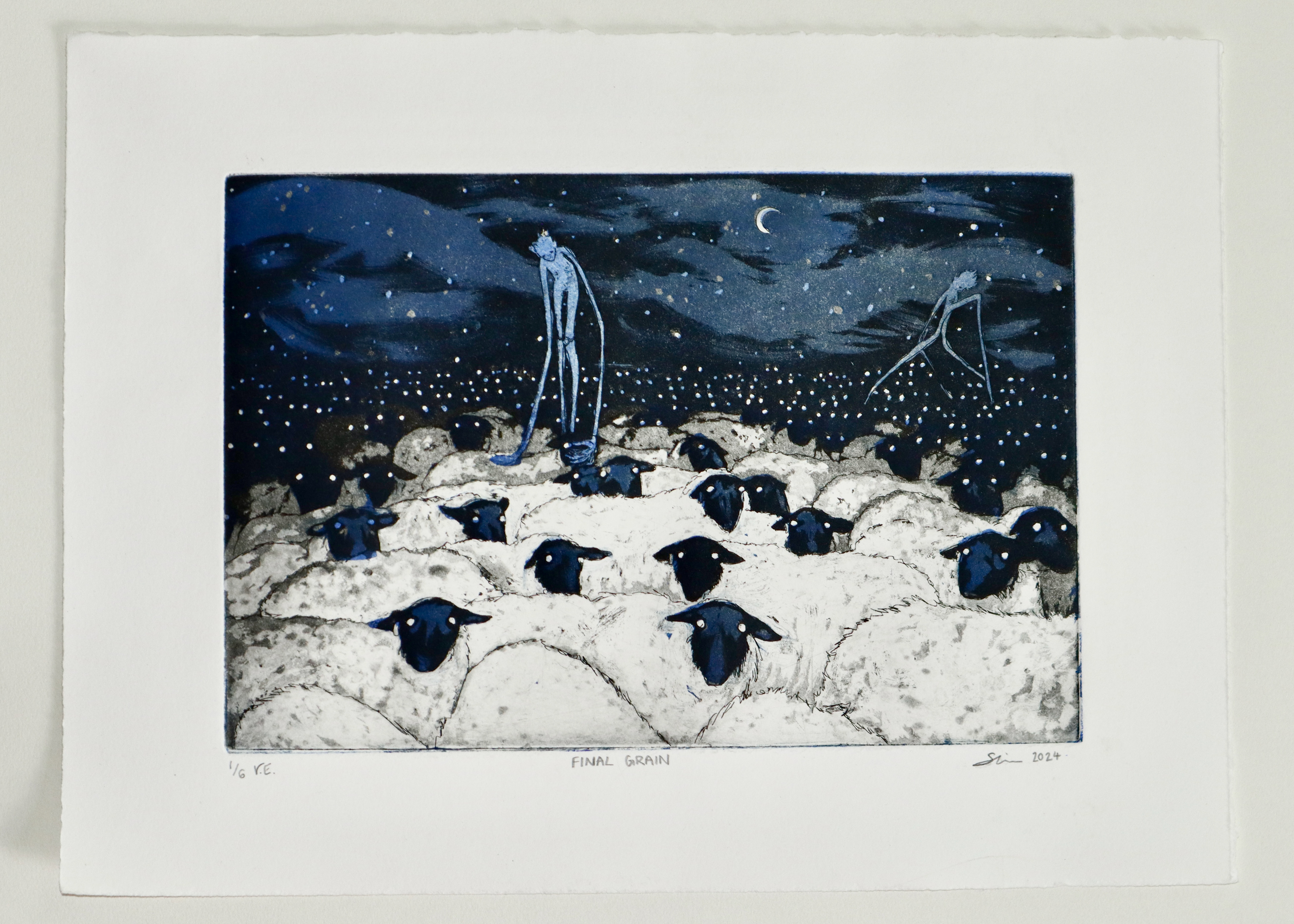 FINAL GRAIN. 1/6. Dual plate registration, hard ground, spit-bite, aquatint. 2024.