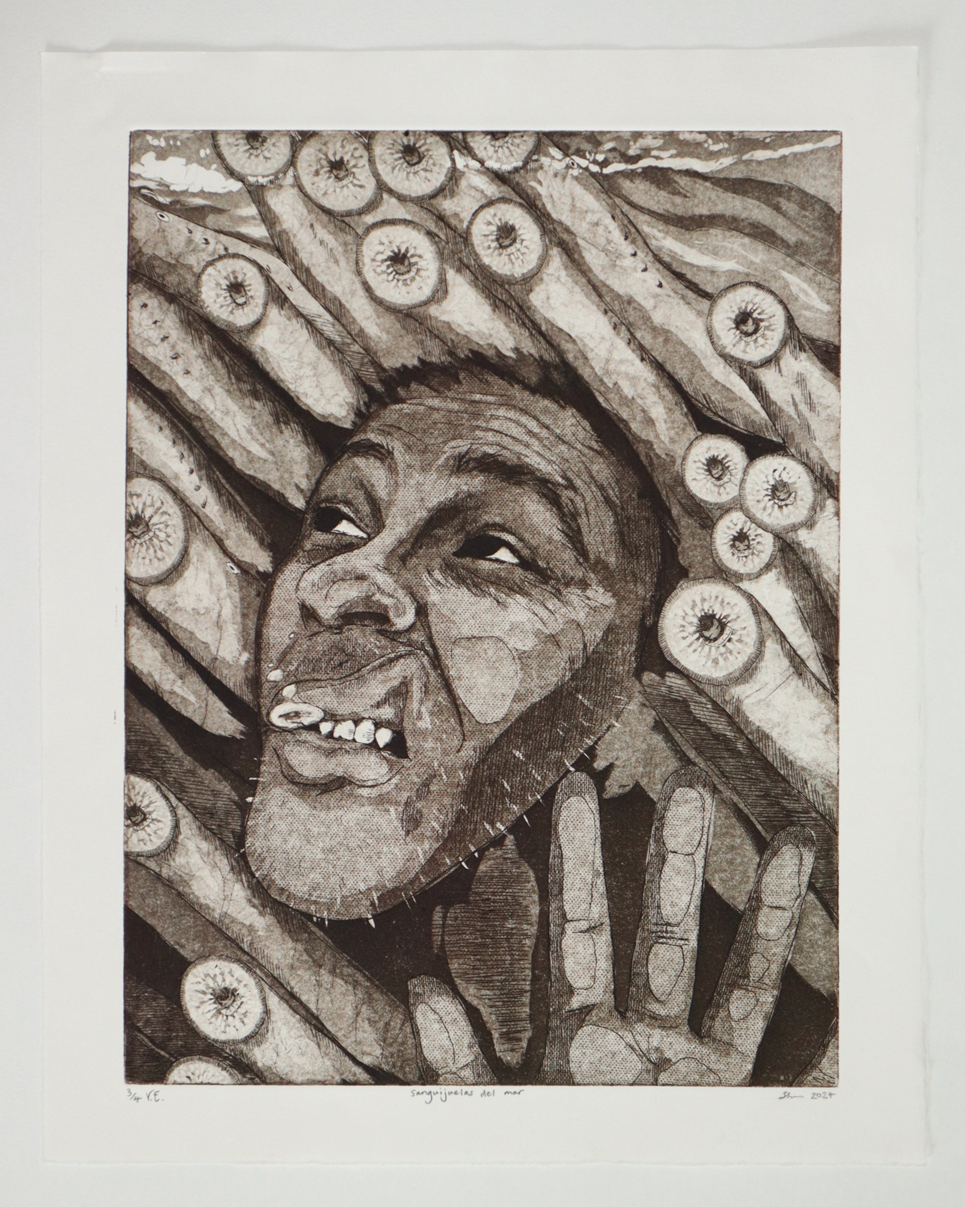 sangijuelas del mar. 3/4. Hard ground, soft ground, aquatint. 2024.