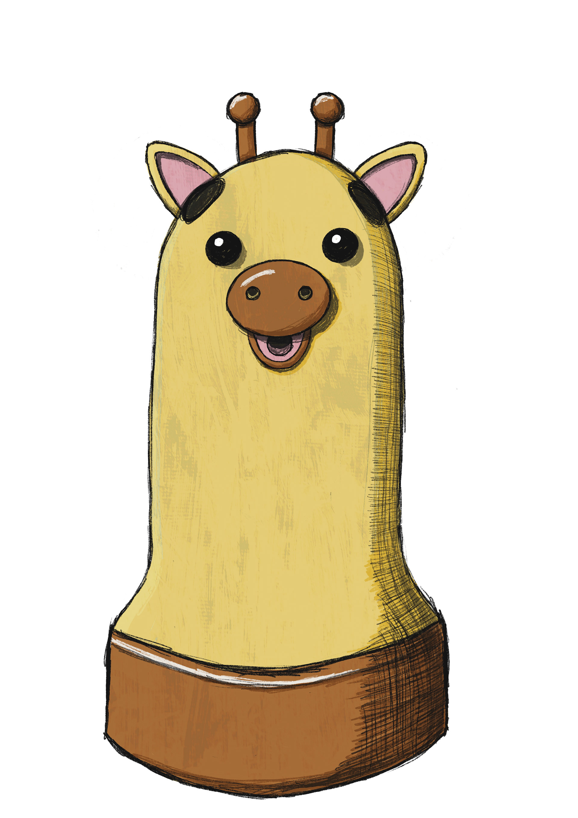 Static digital illustration of giraffe product.