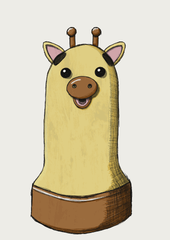 Animated GIF of giraffe product illustration. Its left eye winks on a loop.