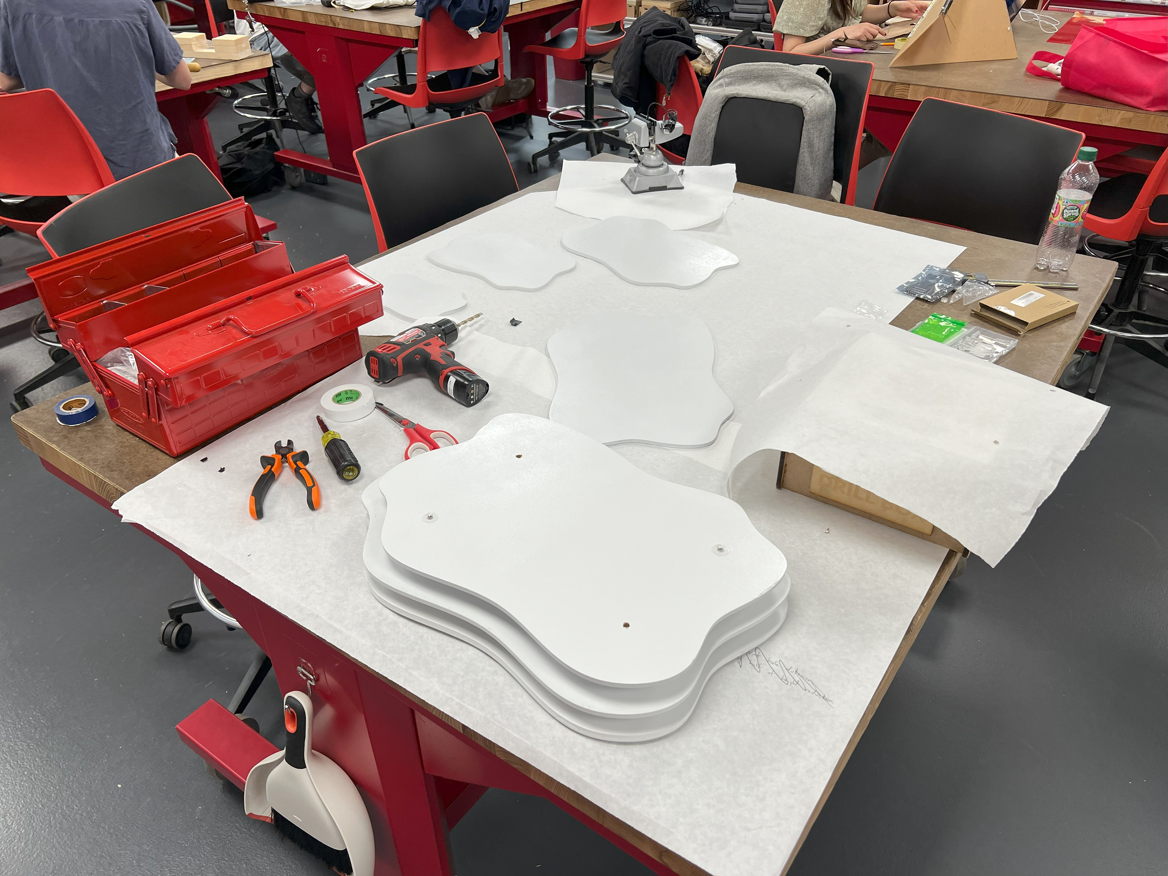 My workflow assembling the parallel rear plates in Wesleyan's IDEAS Lab.