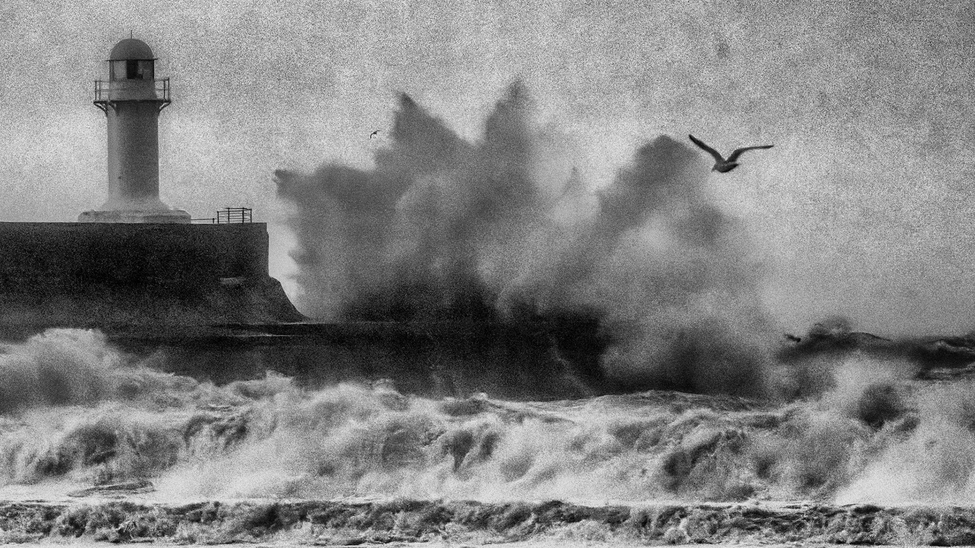 Storm Arwen at South Gare, Teesmouth, UK