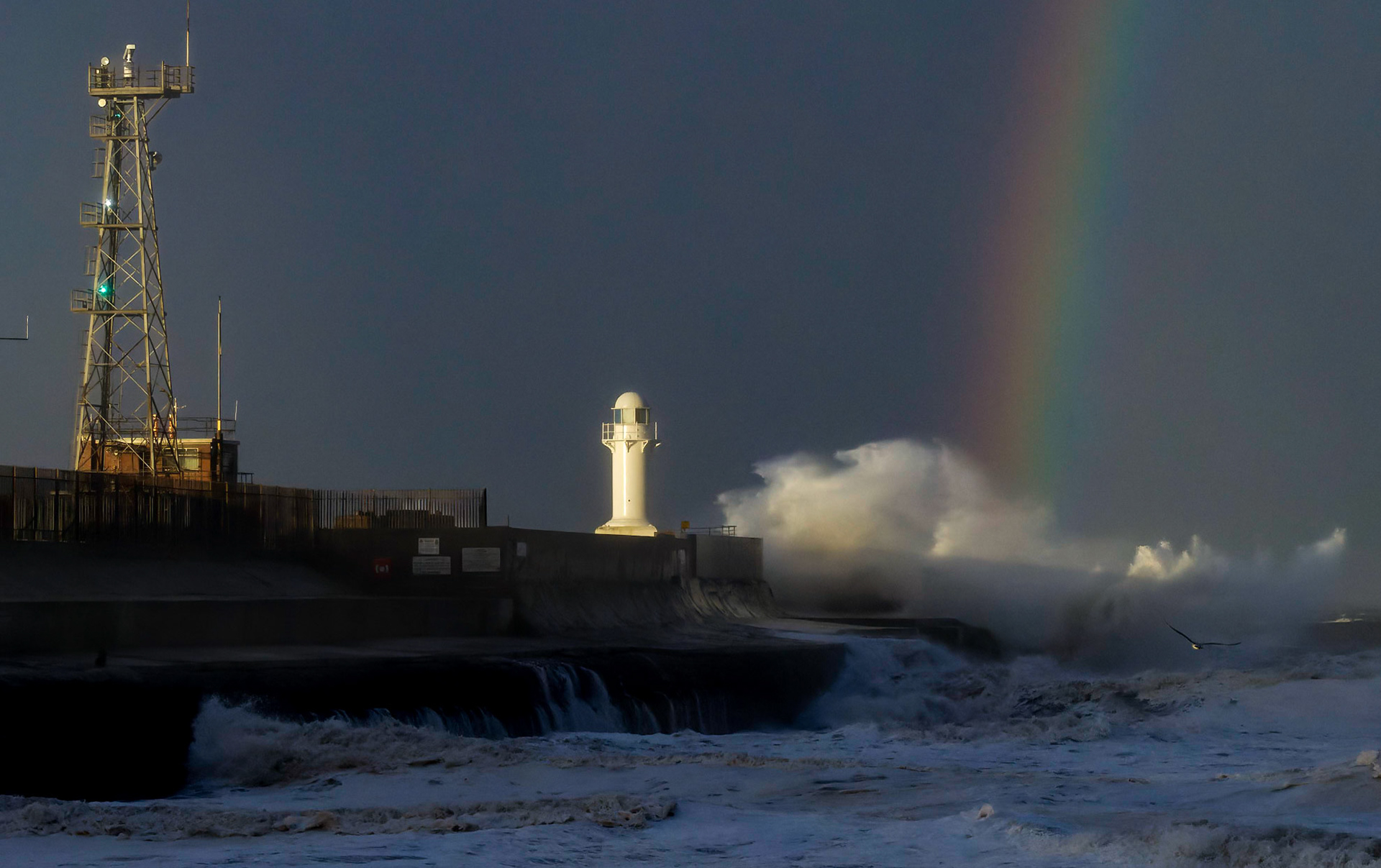 Storm Arwen at South Gare, Teesmouth, UK