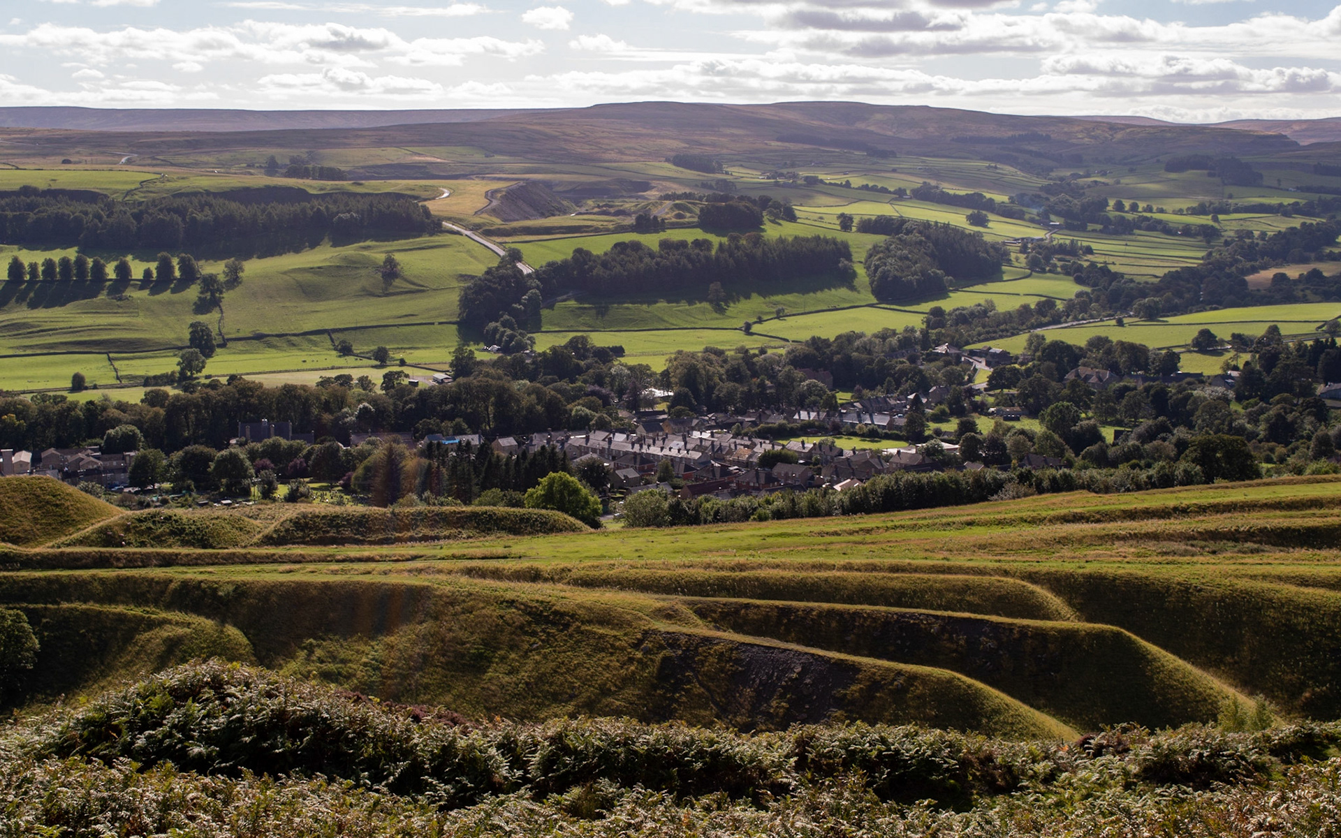 Across Stanhopeburn Lead Mine to Stanhope and the north Pennines.