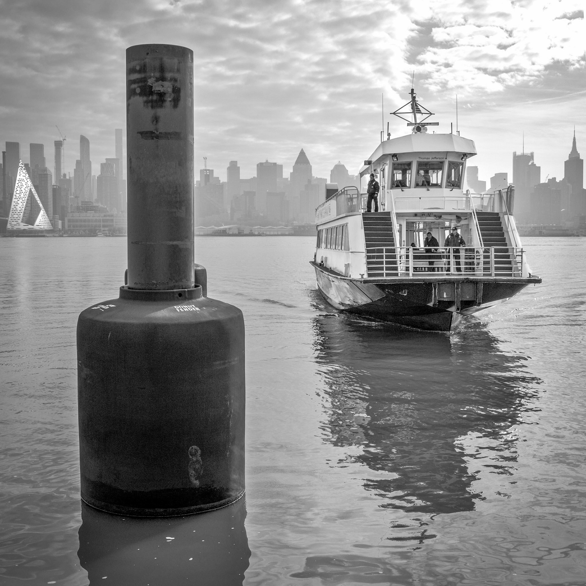 Across the Hudson to Manhattan from the Weehawken ferry terminal.