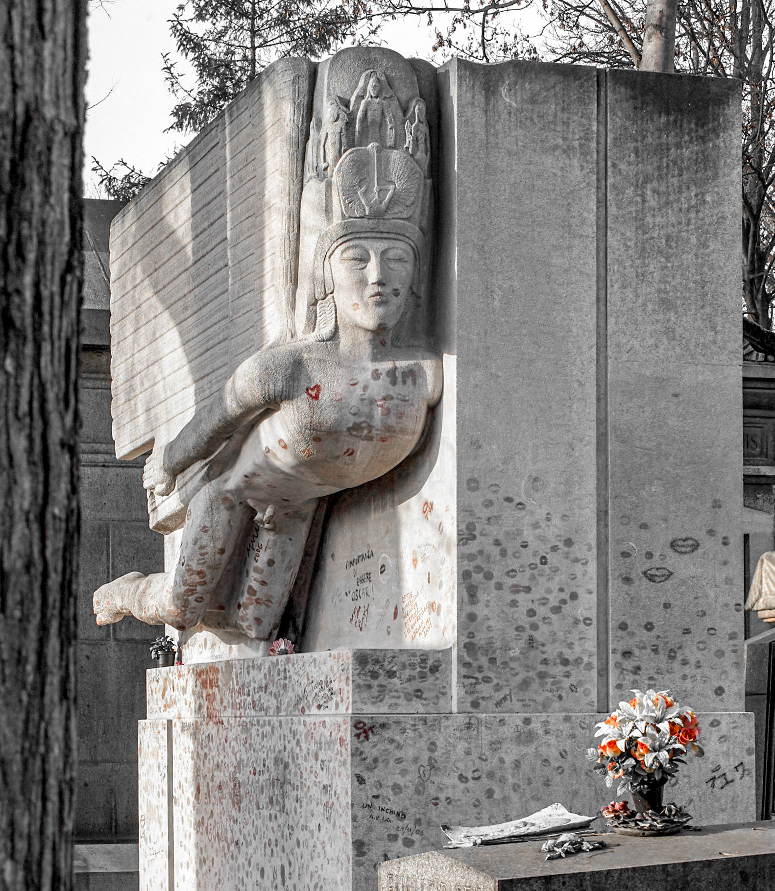 Oscar Wilde's grave, Pere Lachaise cemetery, Paris