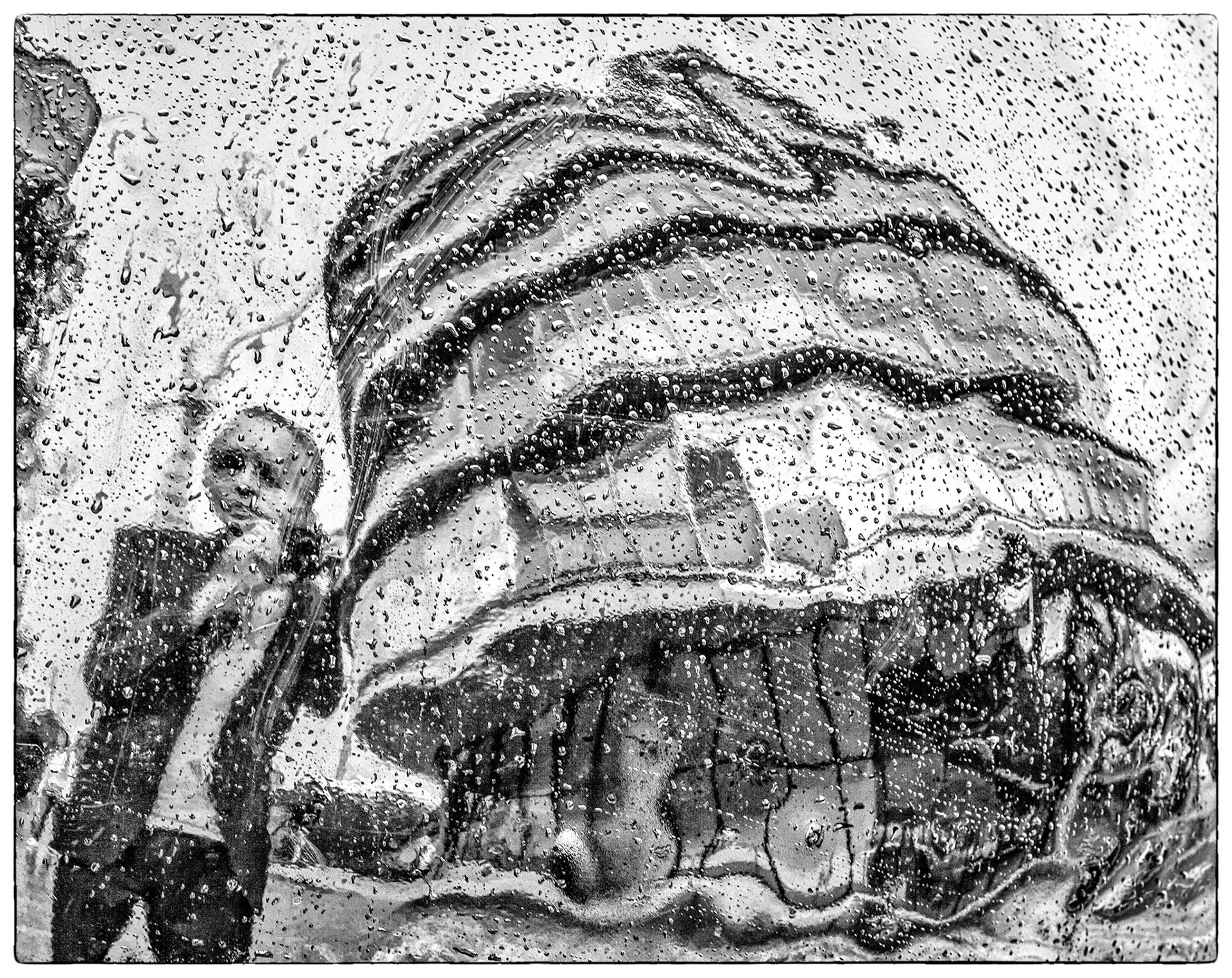 City Hall reflected in black ball