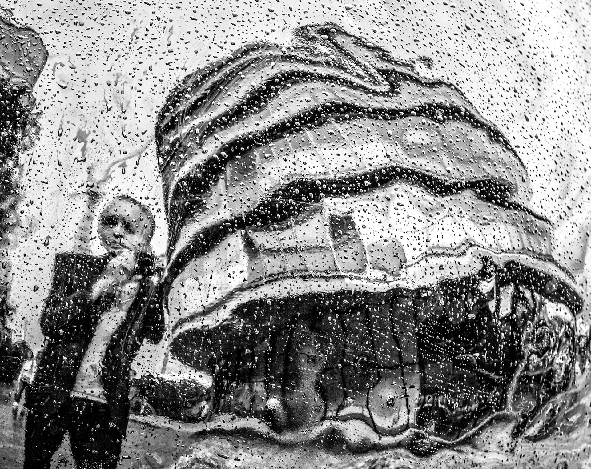 City Hall reflected in black ball