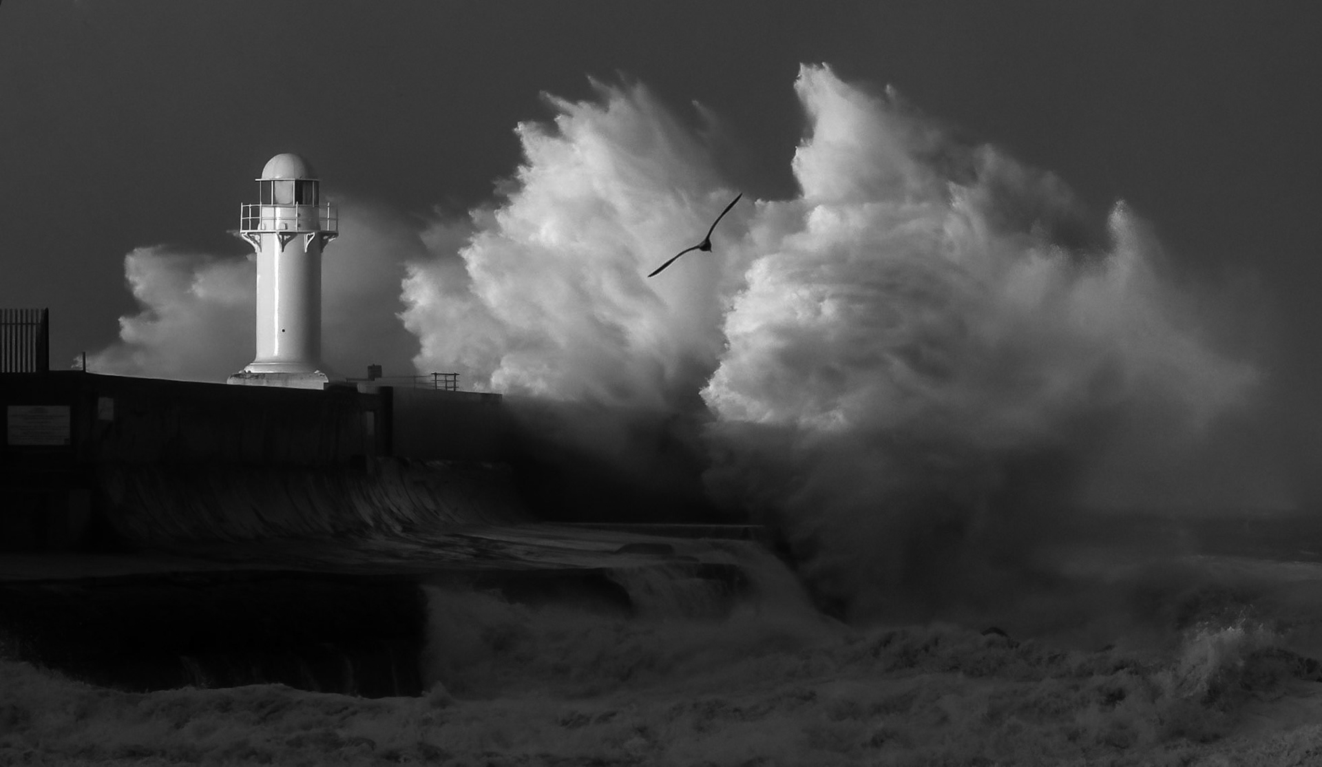 Storm Arwen at South Gare, Teesmouth, UK