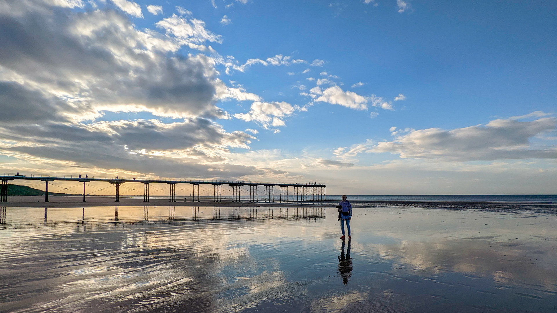 Saltburn Pier at low tide