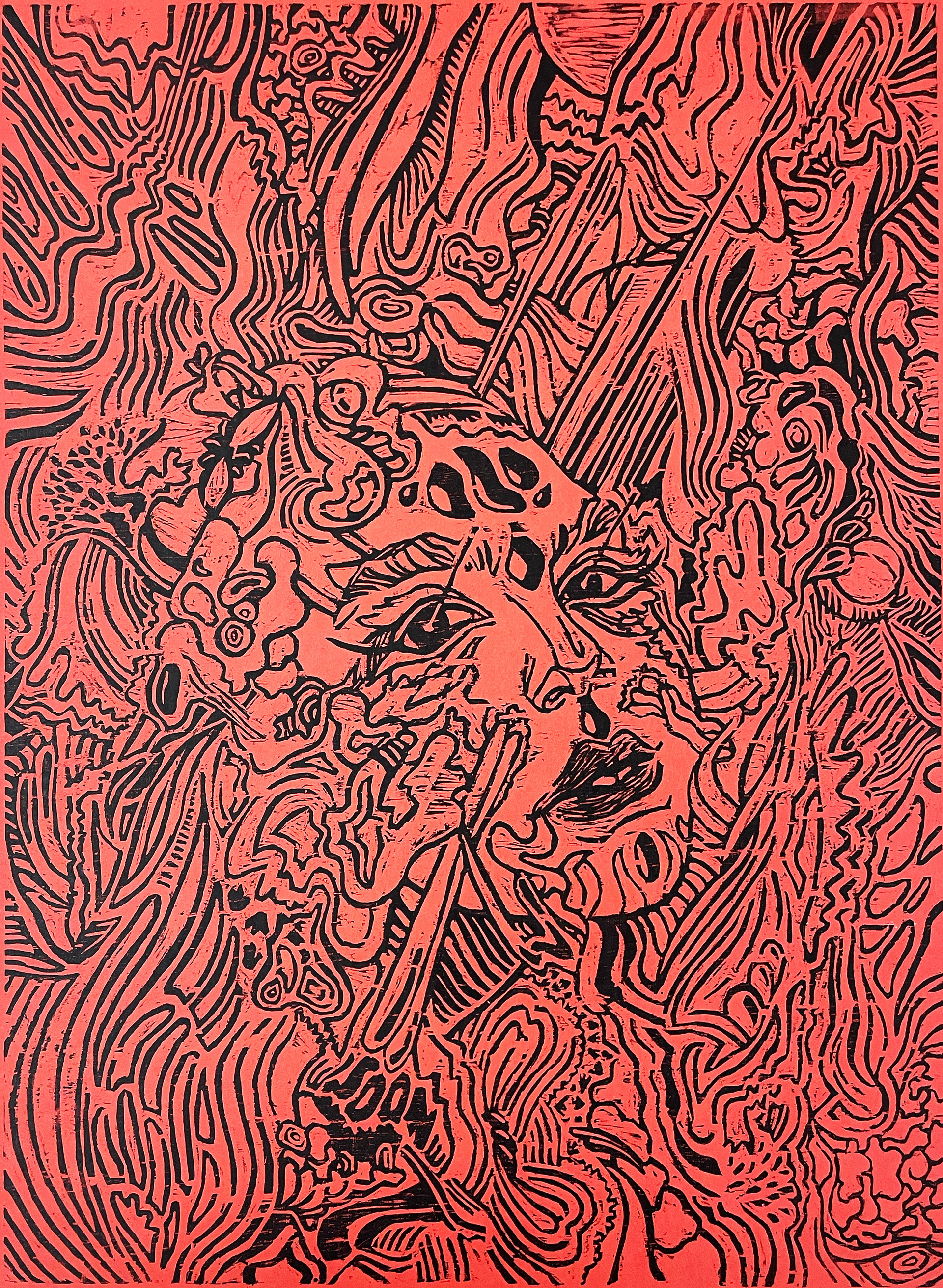 S.O.O.N. #2, 2022, Woodcut relief print, 20 x 26 inches, Edition of 5