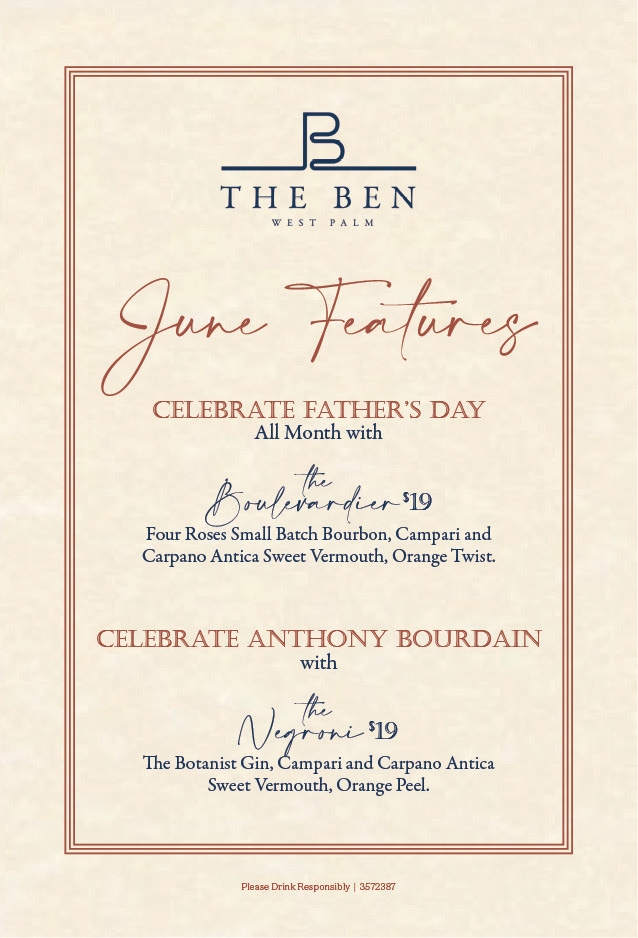 Drink Feature Card for The Ben Hotel in West Palm Beach