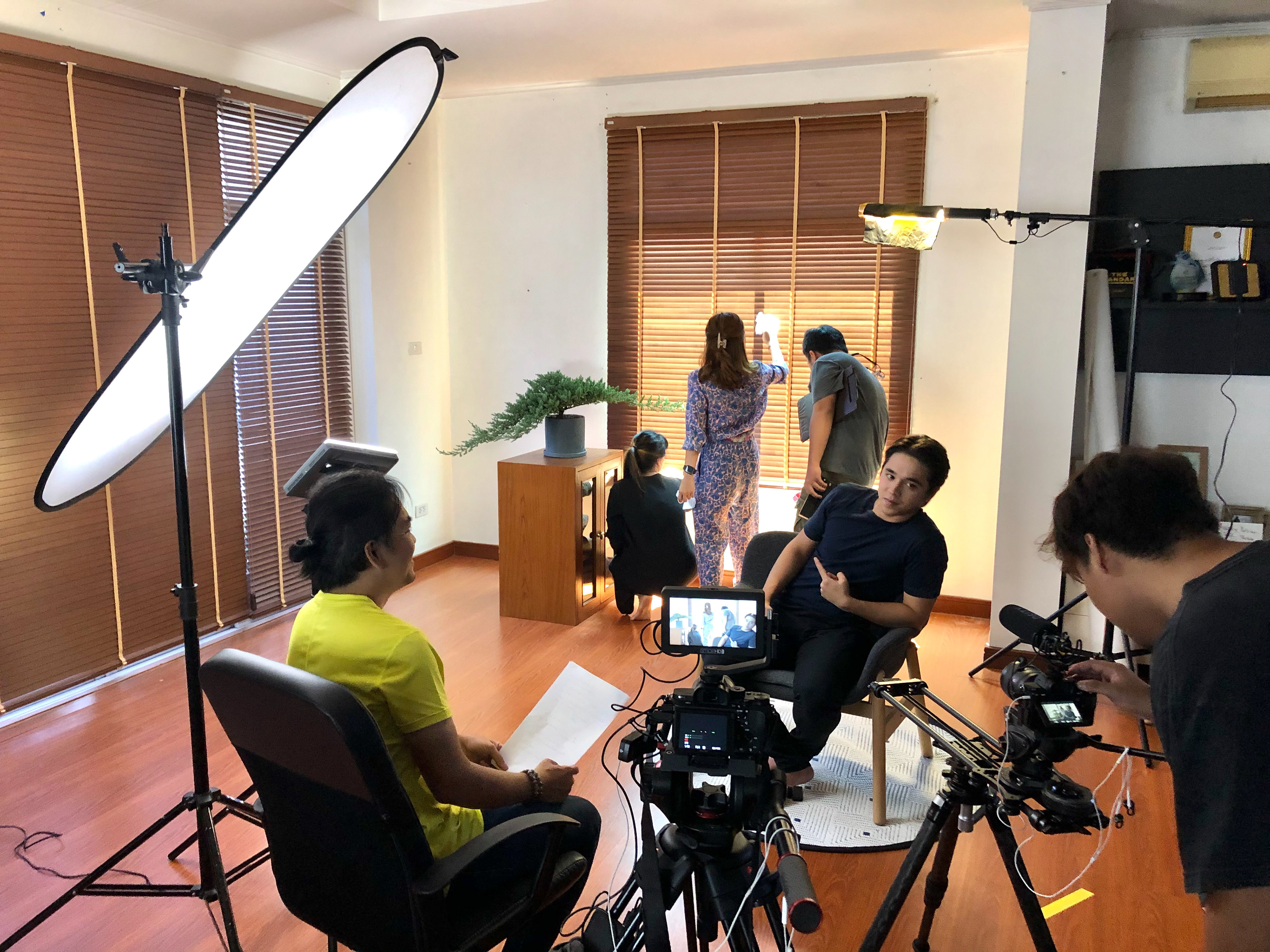 Setting up for 'Covid-19 Coping' testimonial with Alex Rendell