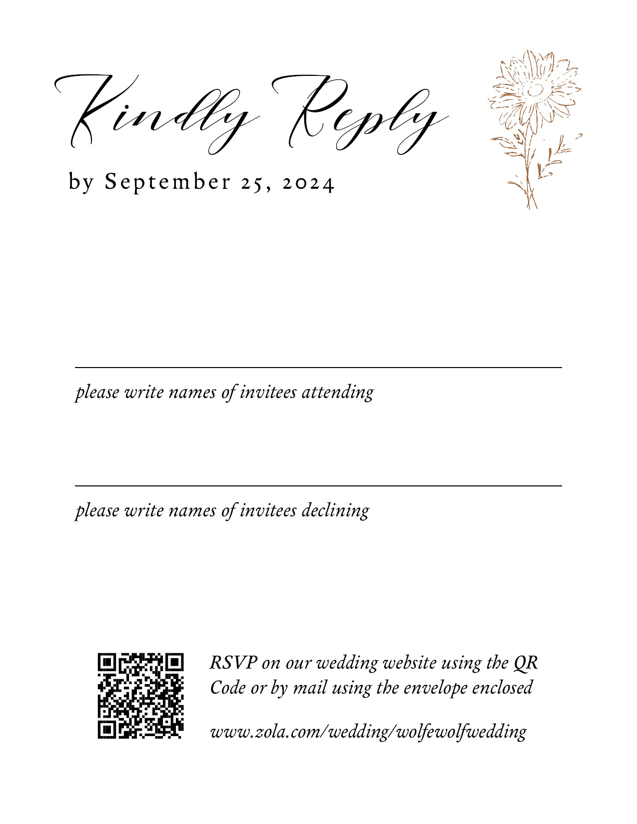 RSVP card for invitation package. Programs Used: Adobe InDesign and Illustrator. 2024