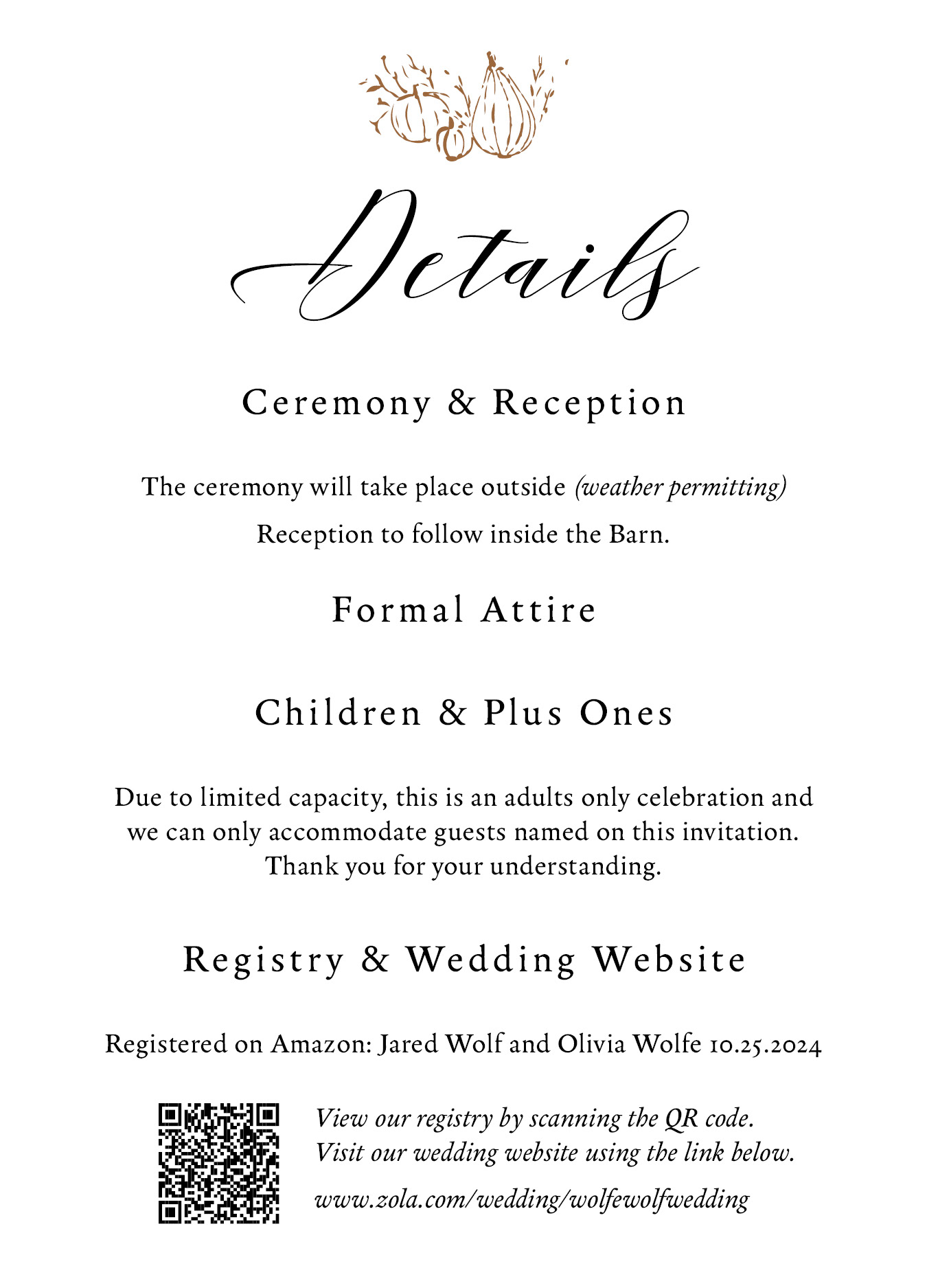 Details card for invitation package. Programs Used: Adobe InDesign and Illustrator. 2024