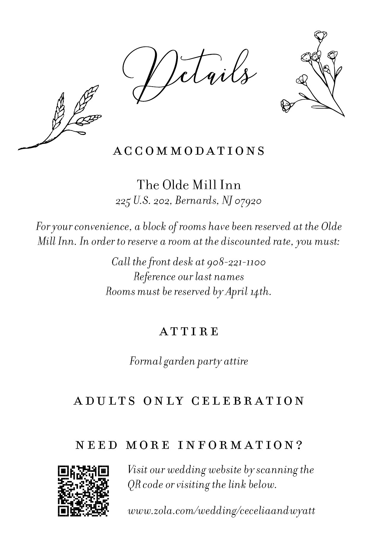 Details card for invitation package. Programs used: Adobe Illustrator and Indesign. 2024