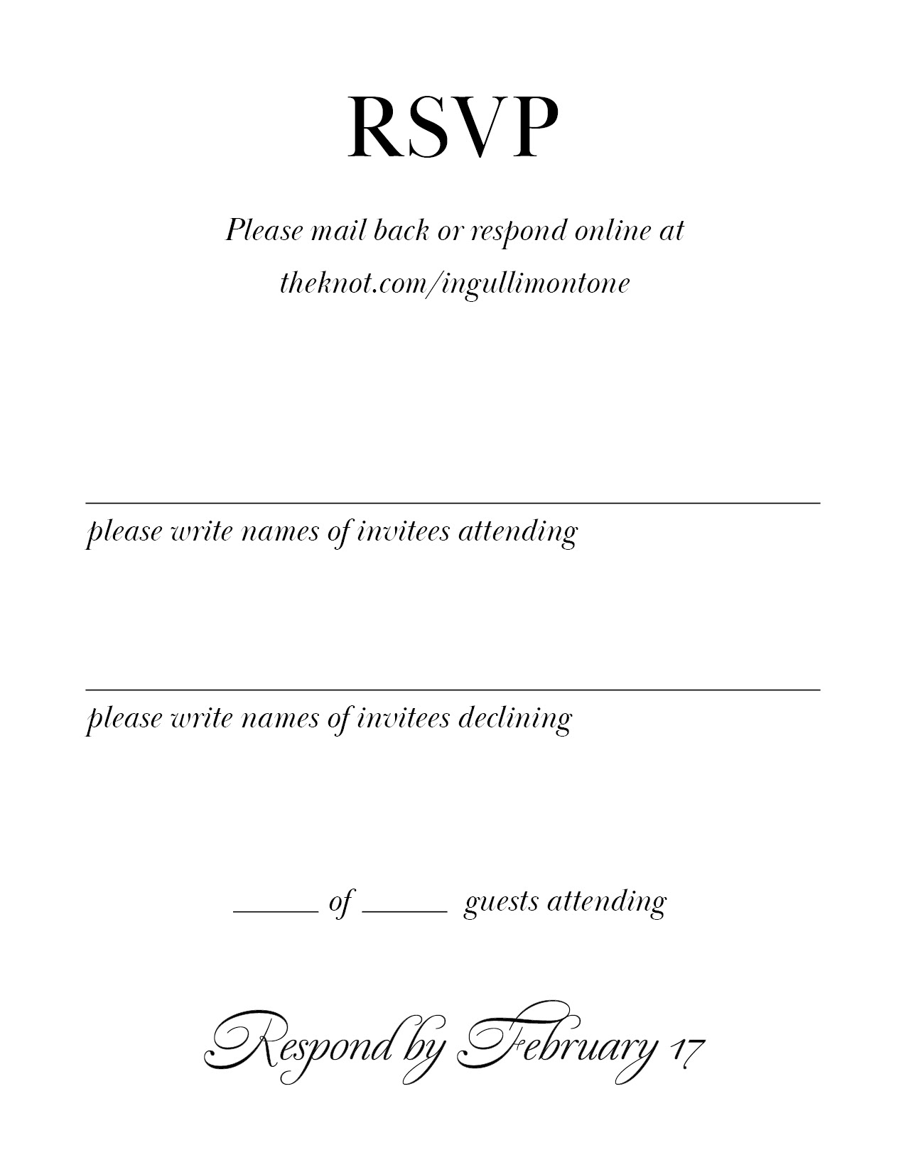 RSVP card for invitation package. Programs used: Adobe Indesign. 2024