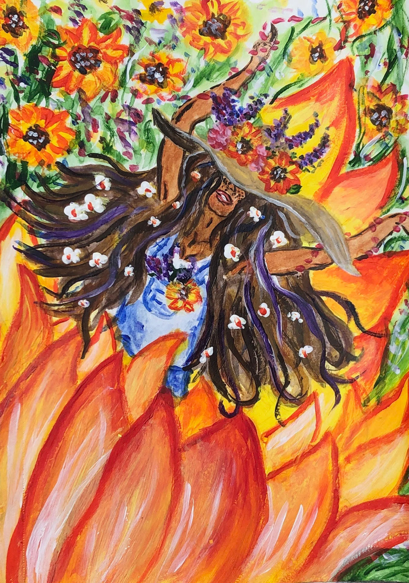 "Free in the Flowers" Acrylic Painting