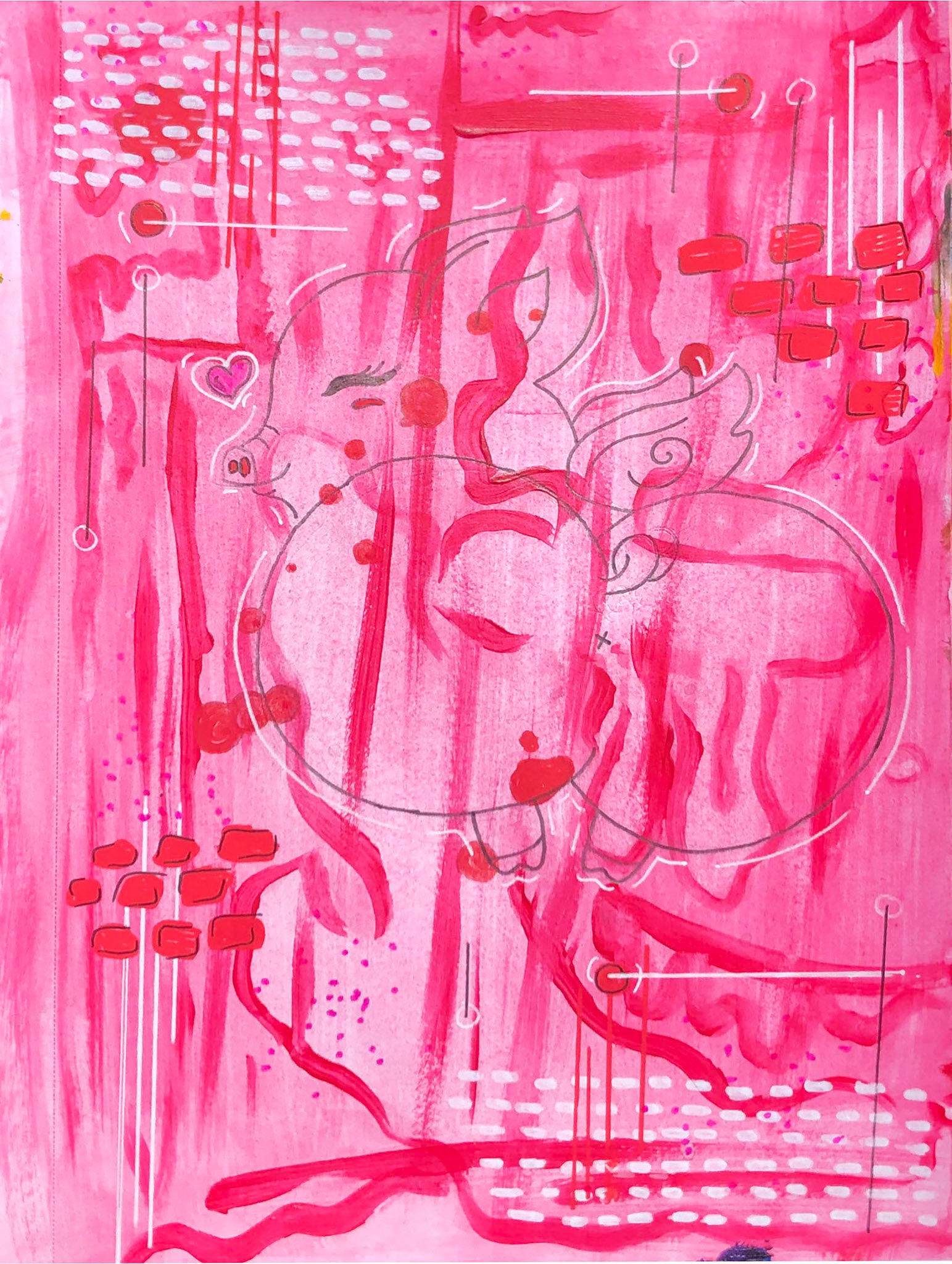 "Thicc Pig" Pen and Acrylic Painting