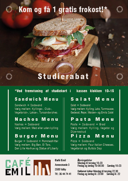 Flyer til Café Emil