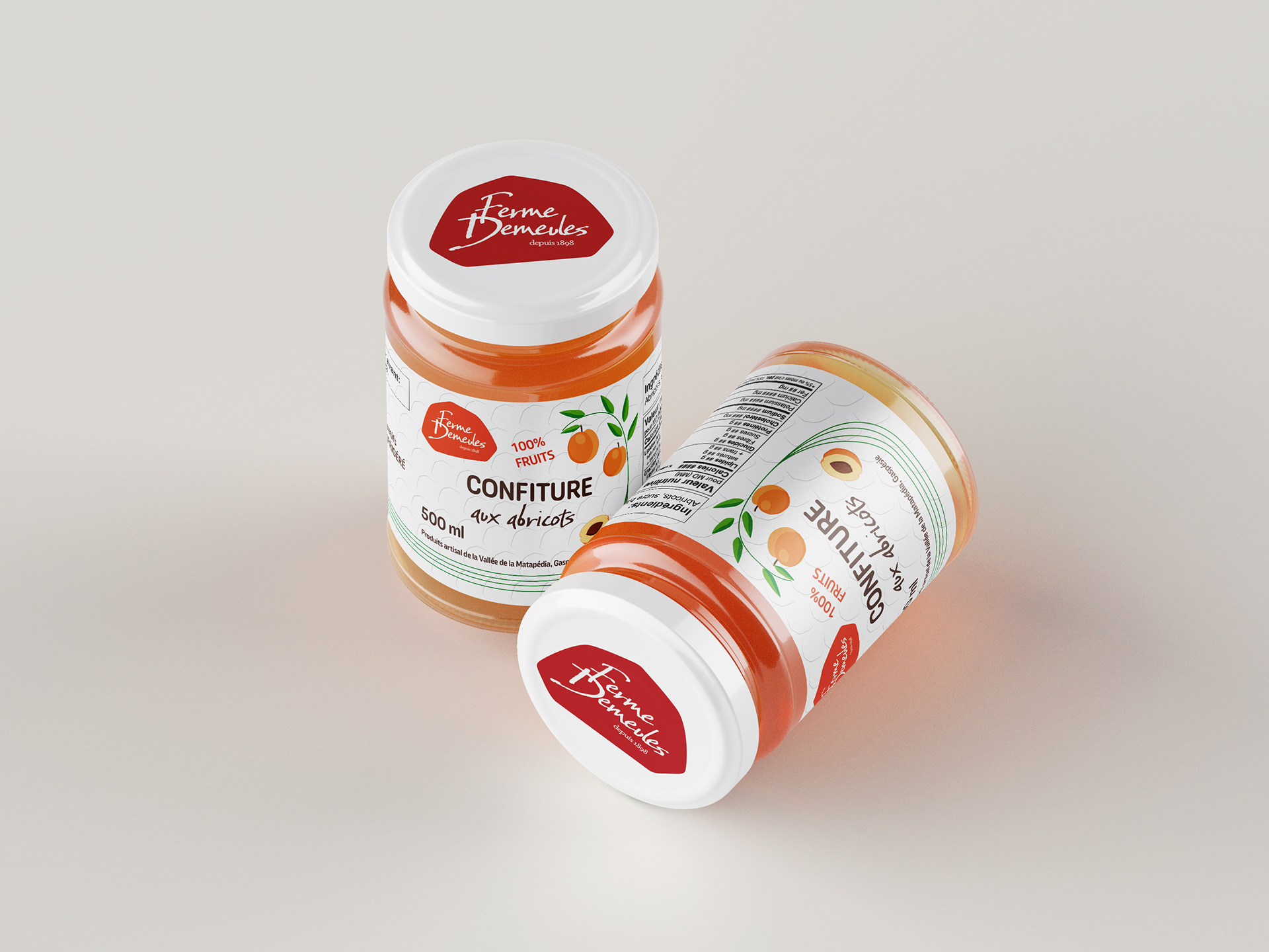 Pots de confiture aux abricots