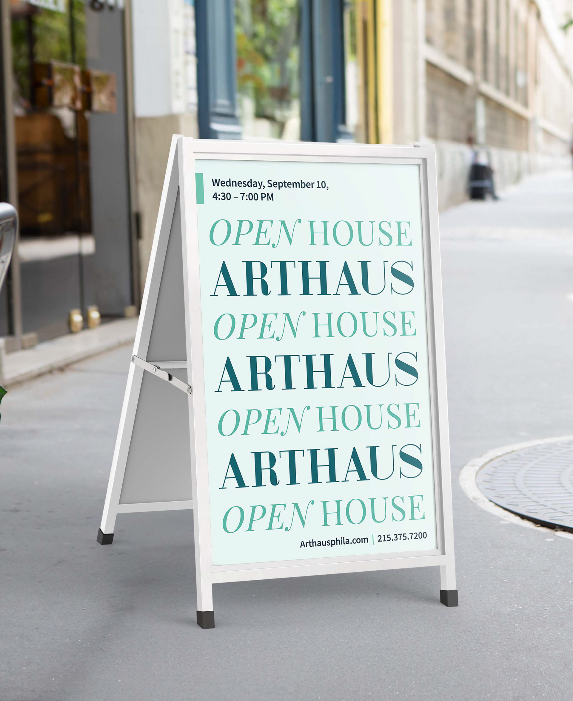 Arthaus Open House Sidewalk Sign