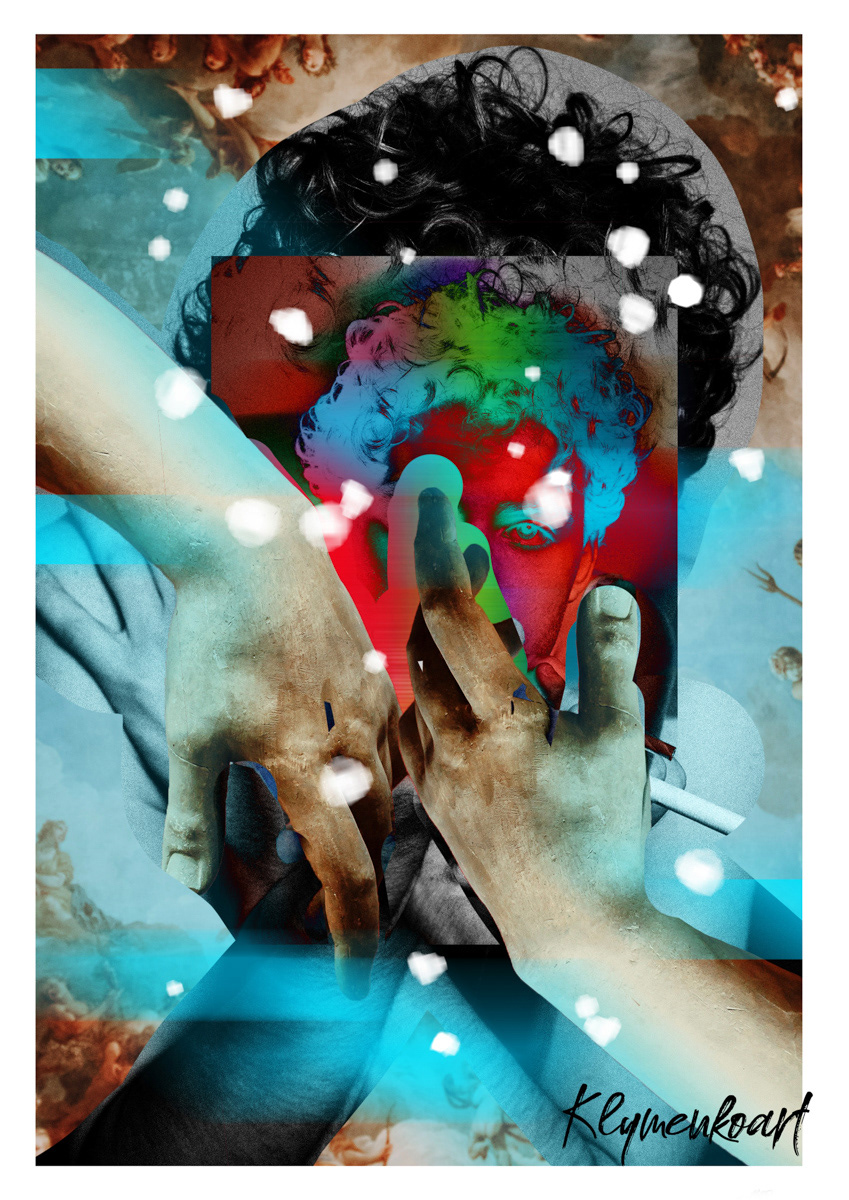 About Bipolar Disorder artwork by Anastasia Klymenko — Digital collage exploring the lived experience of mania, sensory overload, and somatic resilience.