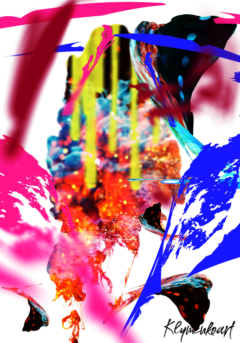 stract digital art composition by Anastasia Klymenko — Expressive digital abstraction with vibrant color fields and dynamic gestural textures.