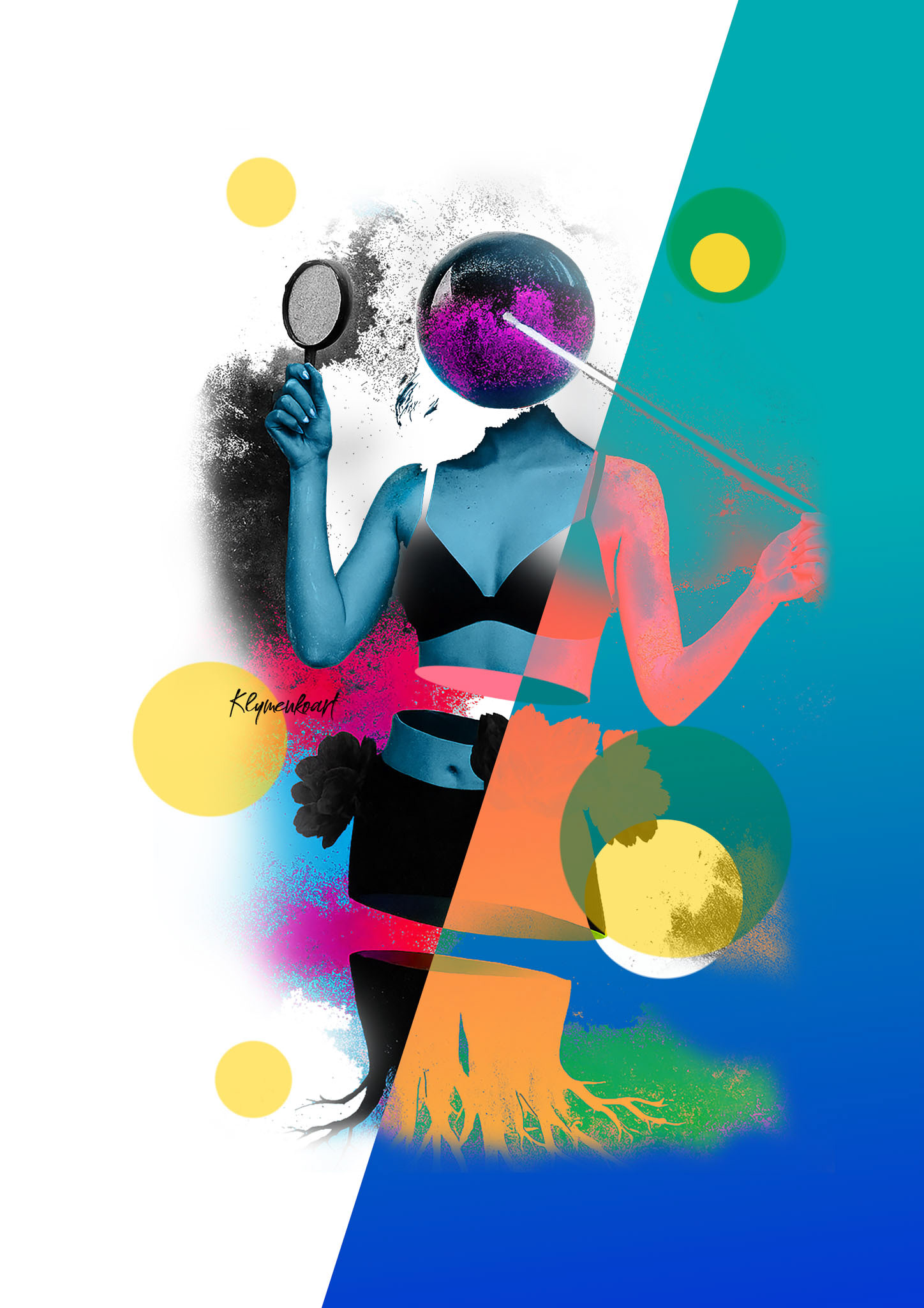 DIAGNOSIS: LIVING PERSON artwork #1 by Anastasia Klymenko — mixed media collage on resilience and mental health