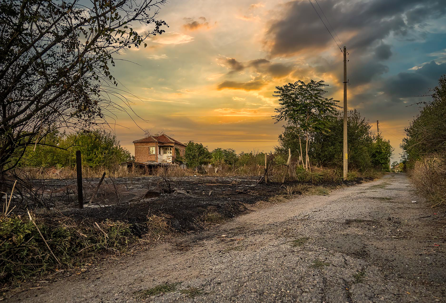 Climate change wildfire edge of village