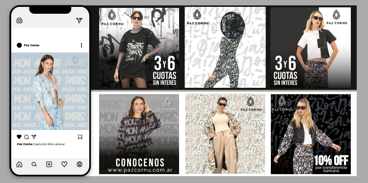 Publicidad para instagram de la Colección Mon Amour- Paz Cornu