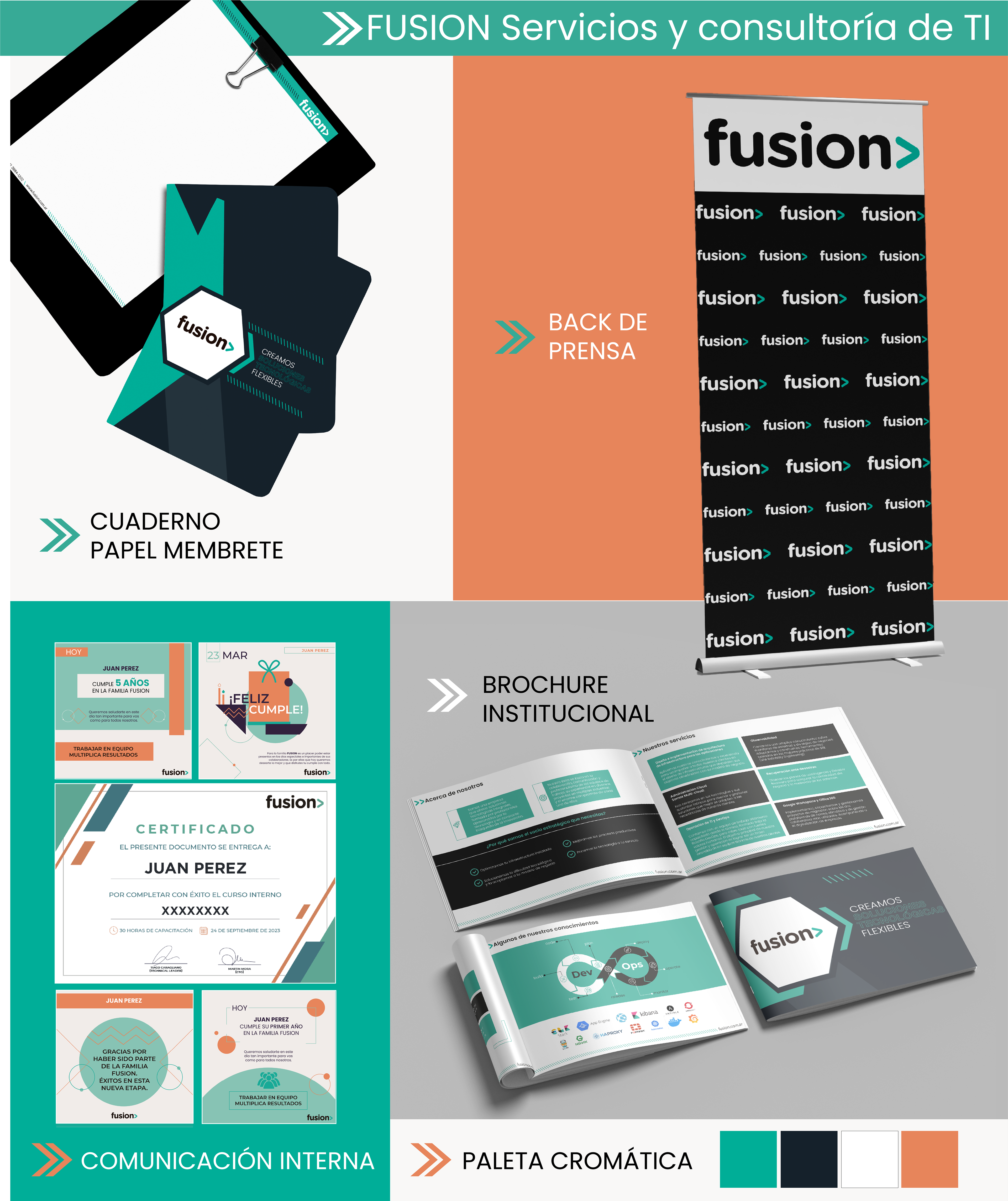 Identidad corporativa de Fusion, servicios y consultoría de TI