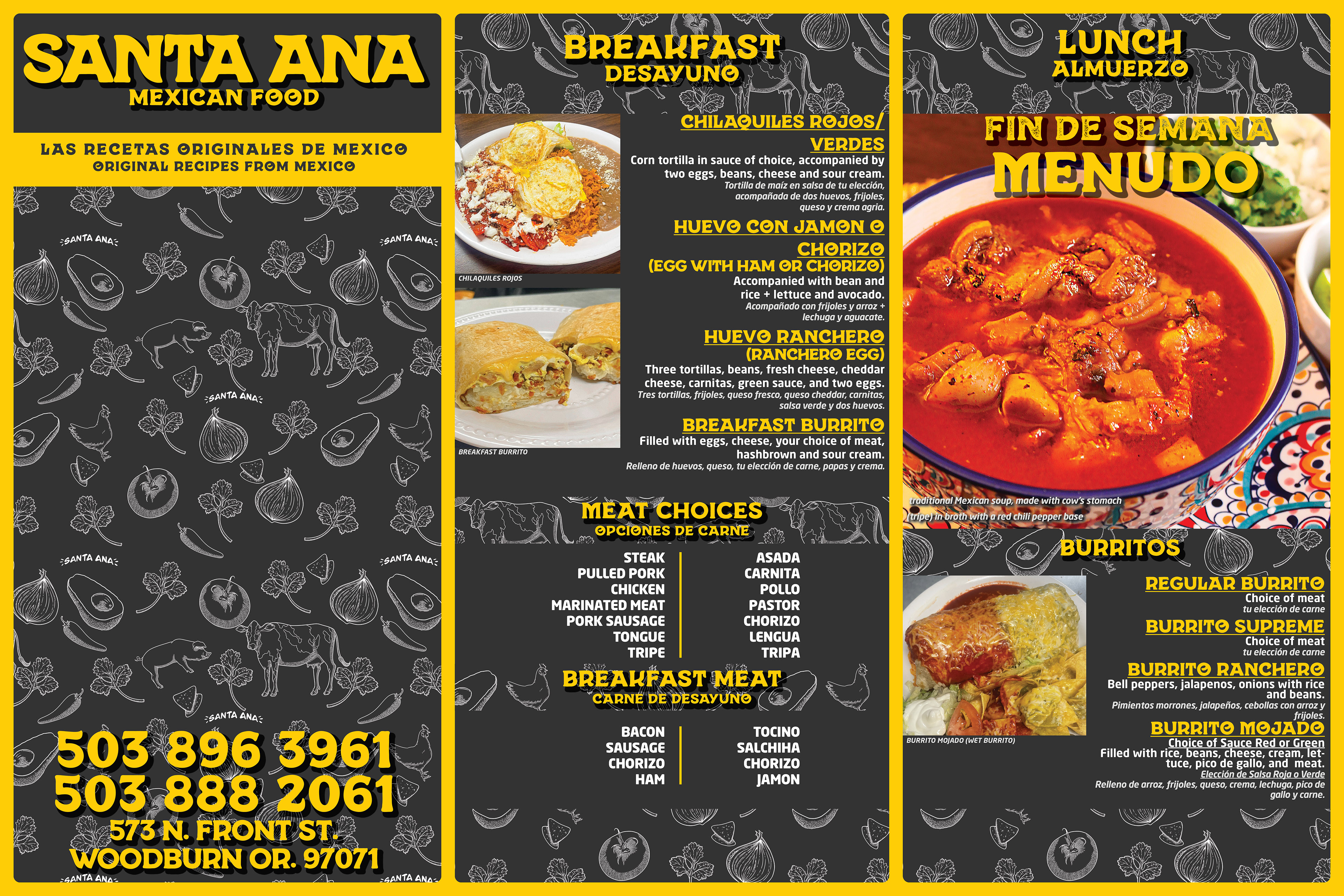 Santa Ana Menu Redesign Page 1