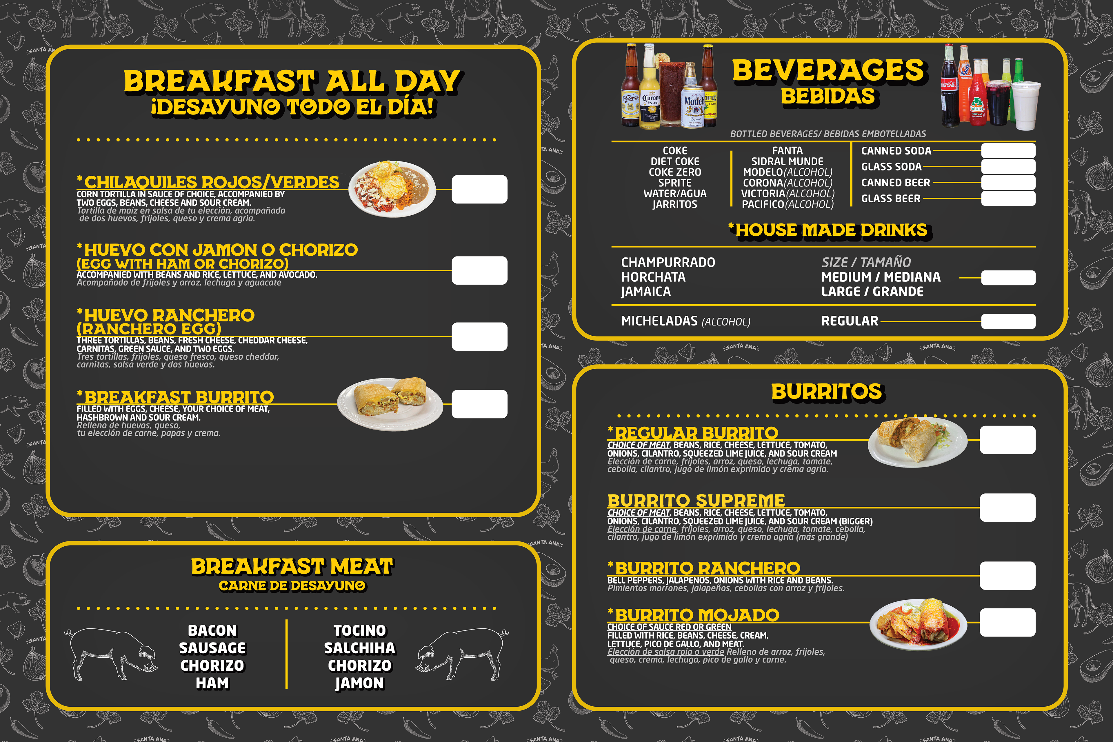 Santa Ana Menu Board 1