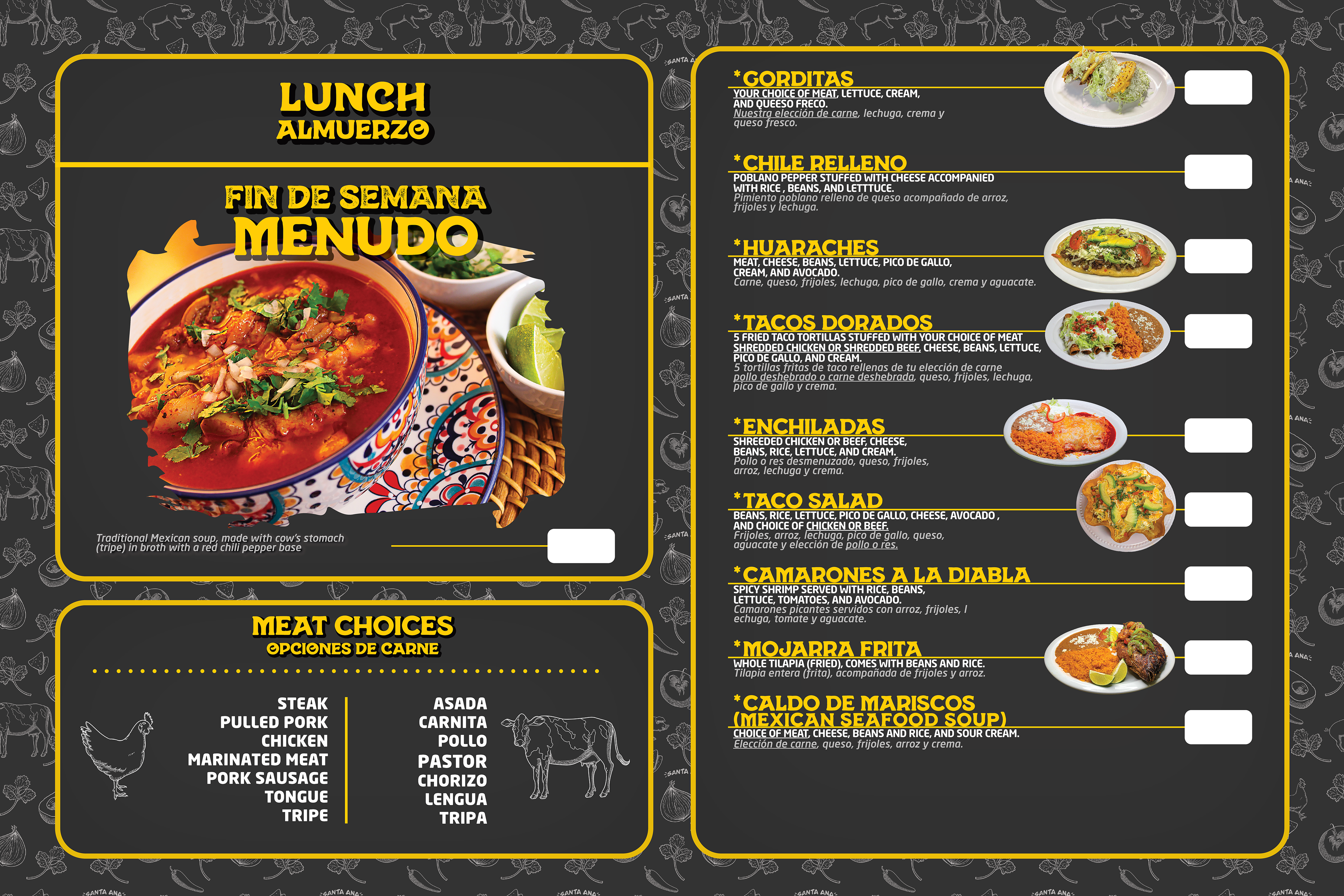 Santa Ana Menu Board 2