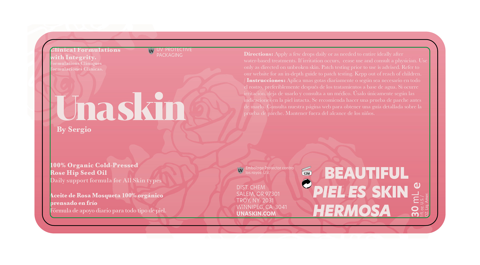 UnaSkin Serum Label Dieline