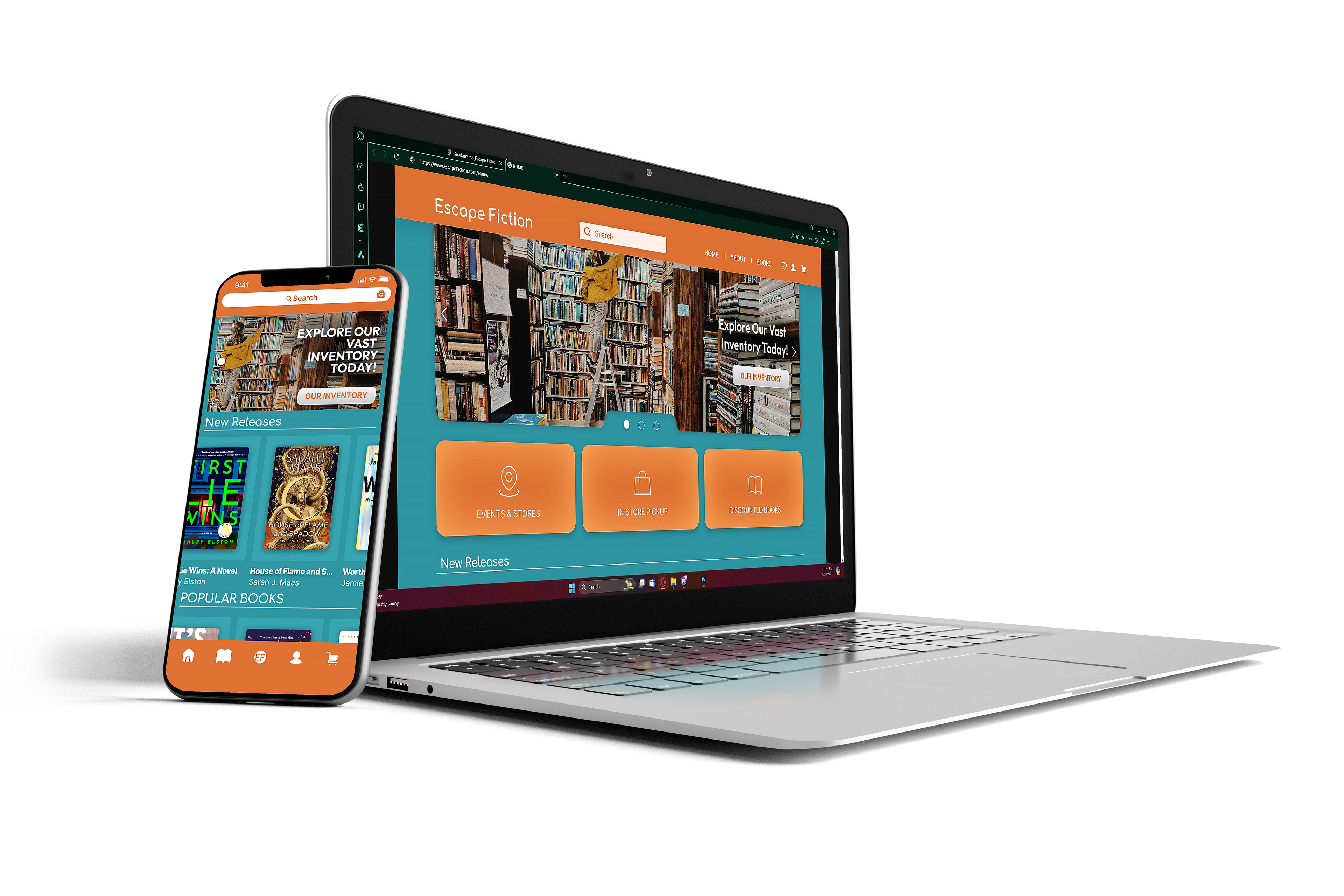 Escape Fiction Desktop and Mobile Website Mockup