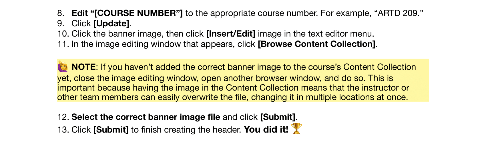 document on adding a header to a Compass course part 2