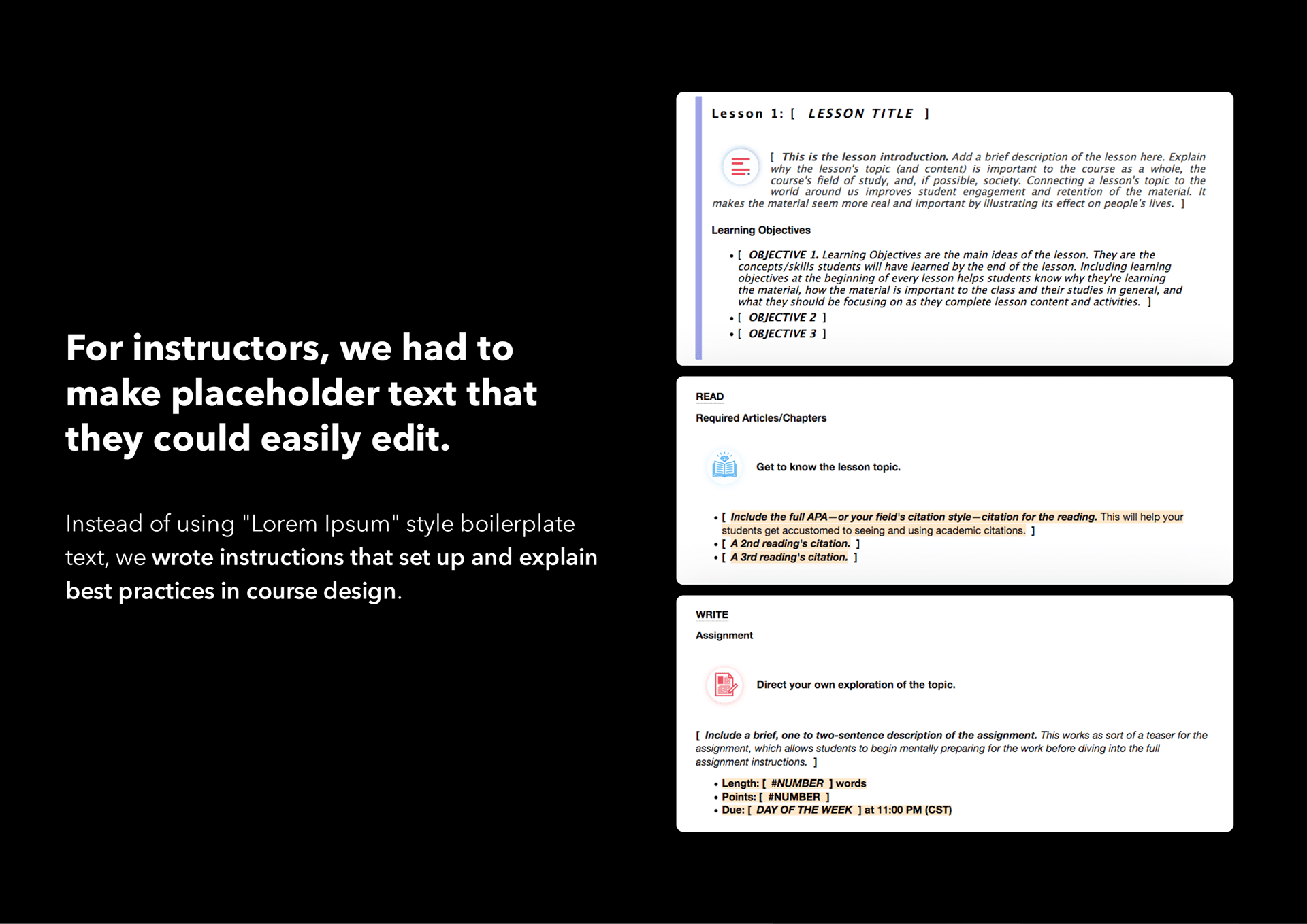 instructions in placeholder text